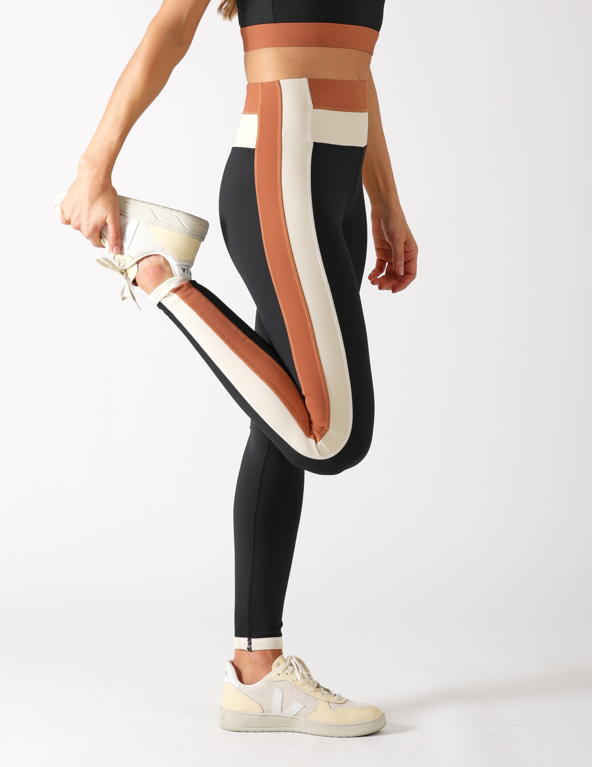 Directional Legging: Black Oatmilk/Cinnamon Directional Legging: Black Oatmilk/Cinnamon