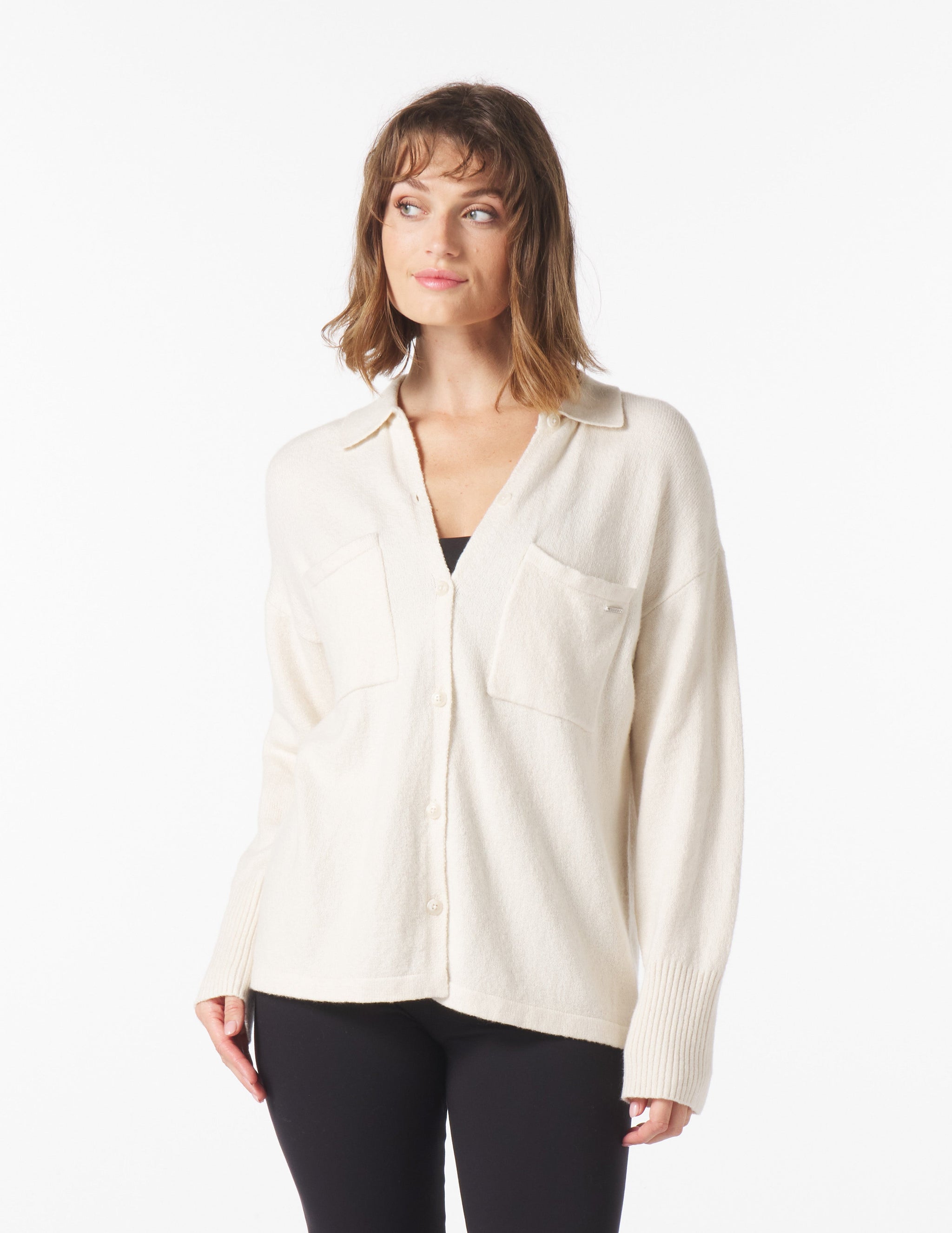 Downtown Button Down: Oatmilk Downtown Button Down: Oatmilk