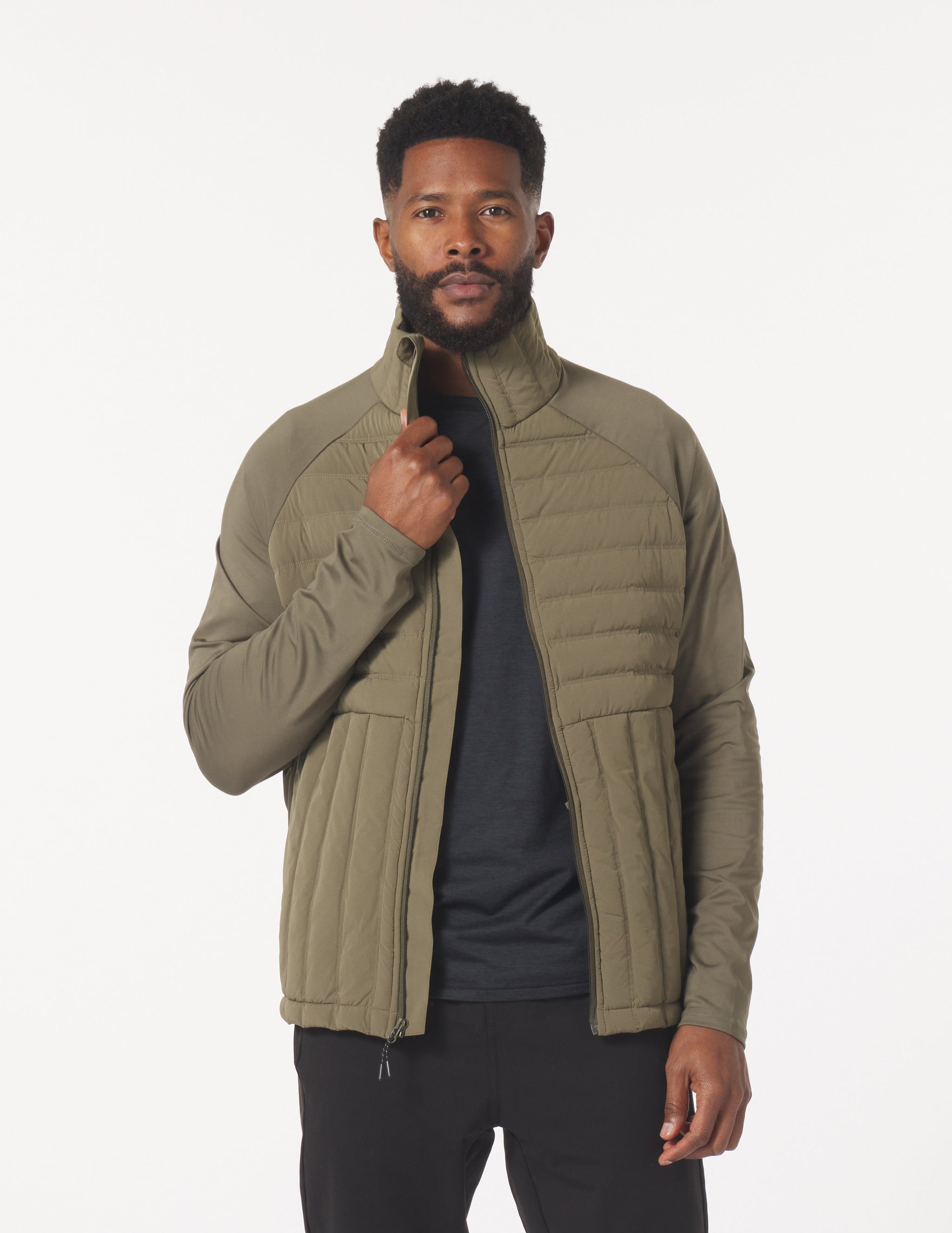 Hybrid Puffer Jacket: Moss Hybrid Puffer Jacket: Moss