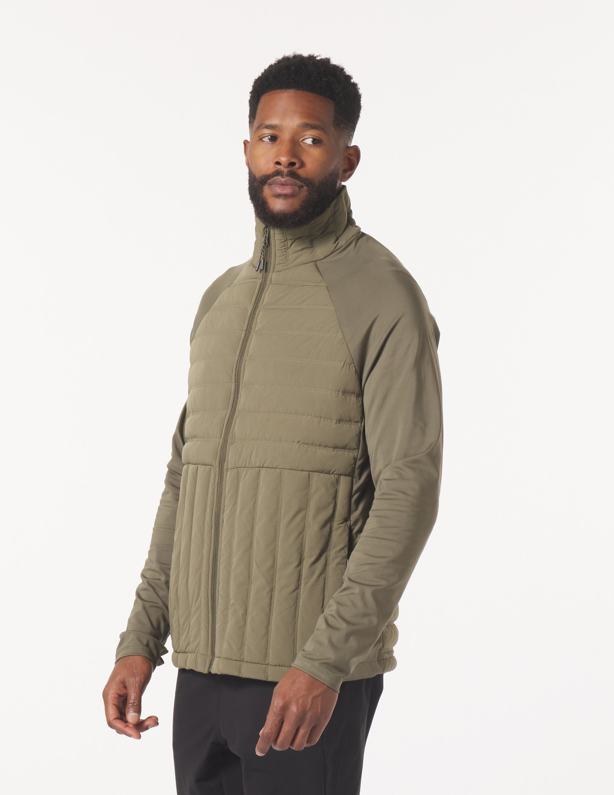 Hybrid Puffer Jacket: Moss Hybrid Puffer Jacket: Moss