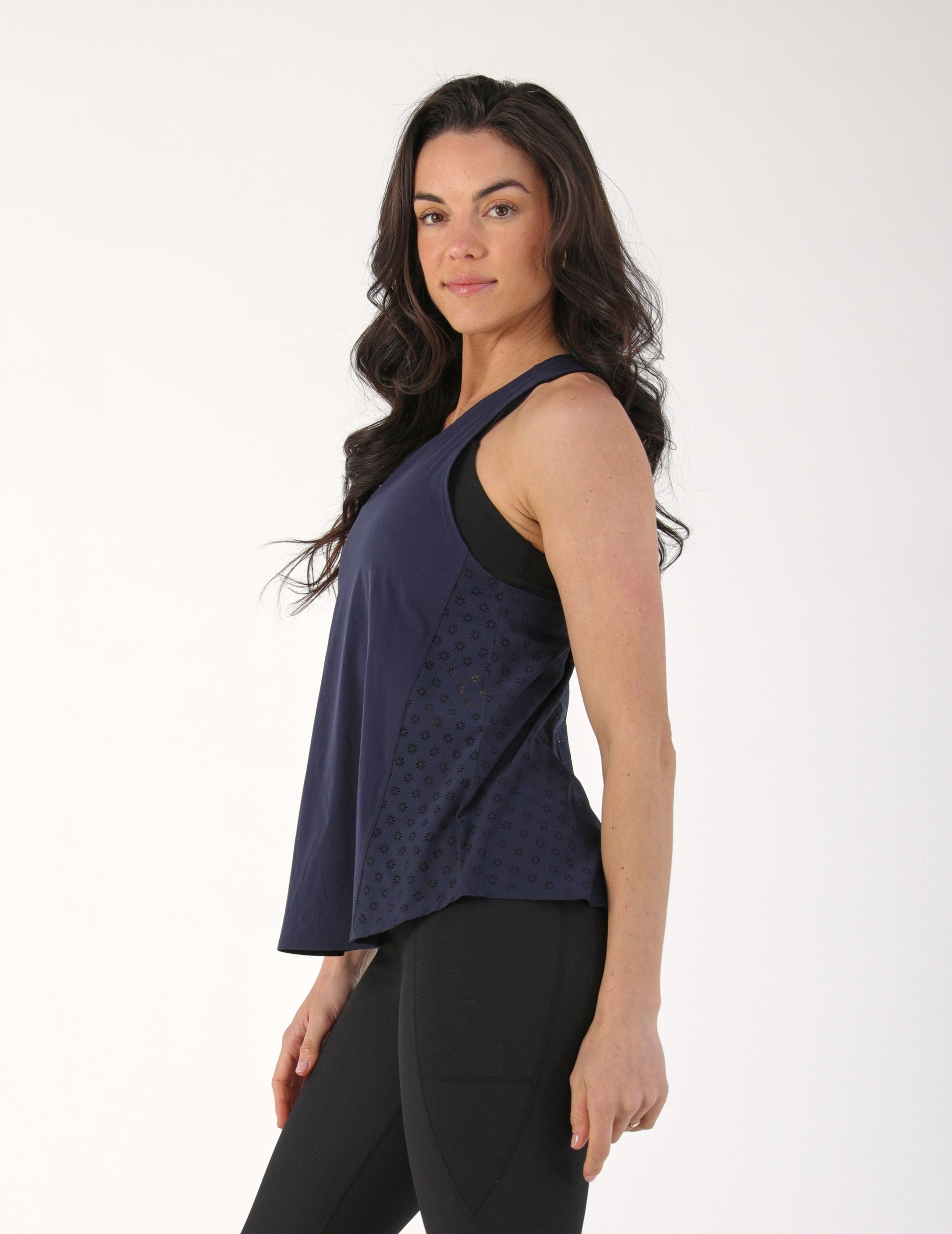 Keen Tank: Navy Sunburst Laser Cut Keen Tank: Navy Sunburst Laser Cut