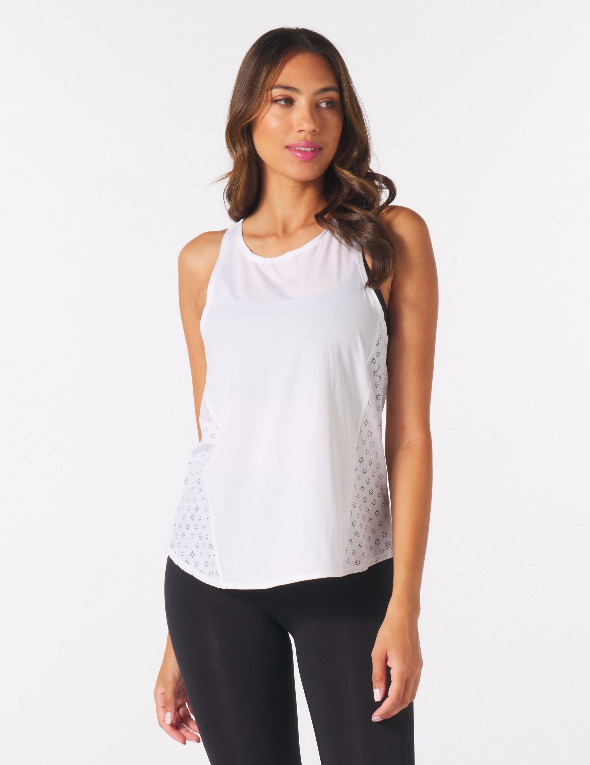 Keen Tank: White Sunburst Laser Cut Keen Tank: White Sunburst Laser Cut