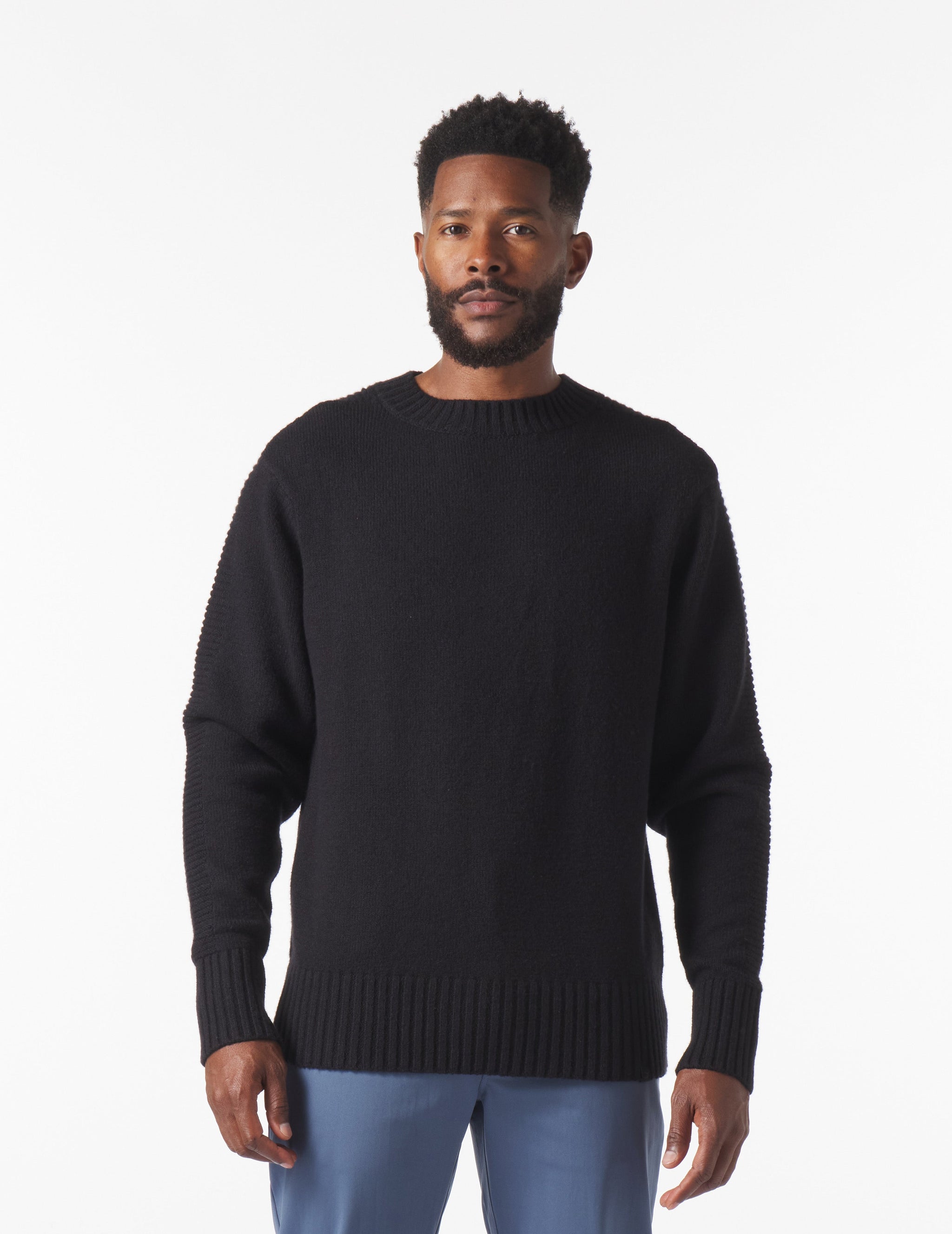 Knit Up Crew Neck Sweater: Black Knit Up Crew Neck Sweater: Black