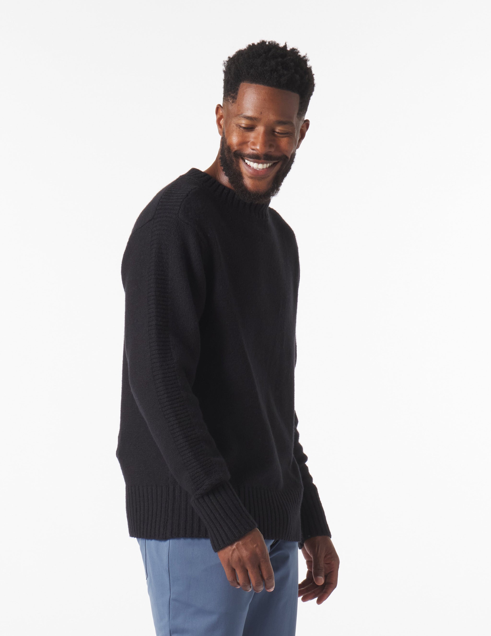 Knit Up Crew Neck Sweater: Black Knit Up Crew Neck Sweater: Black