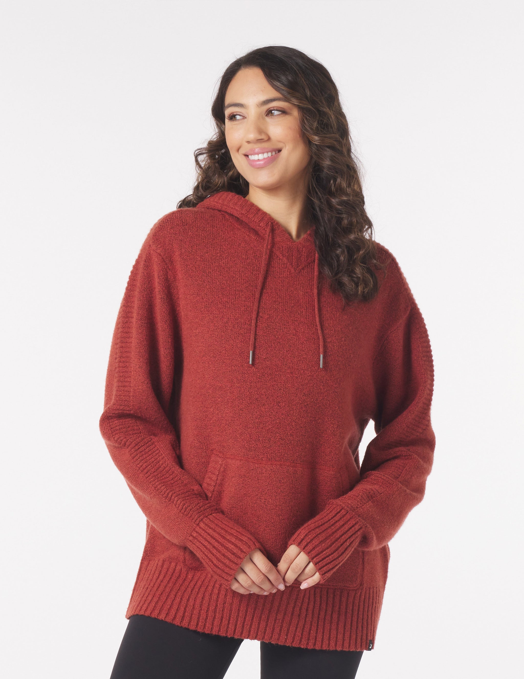 Knit Up Hoodie: Brick Red Knit Up Hoodie: Brick Red