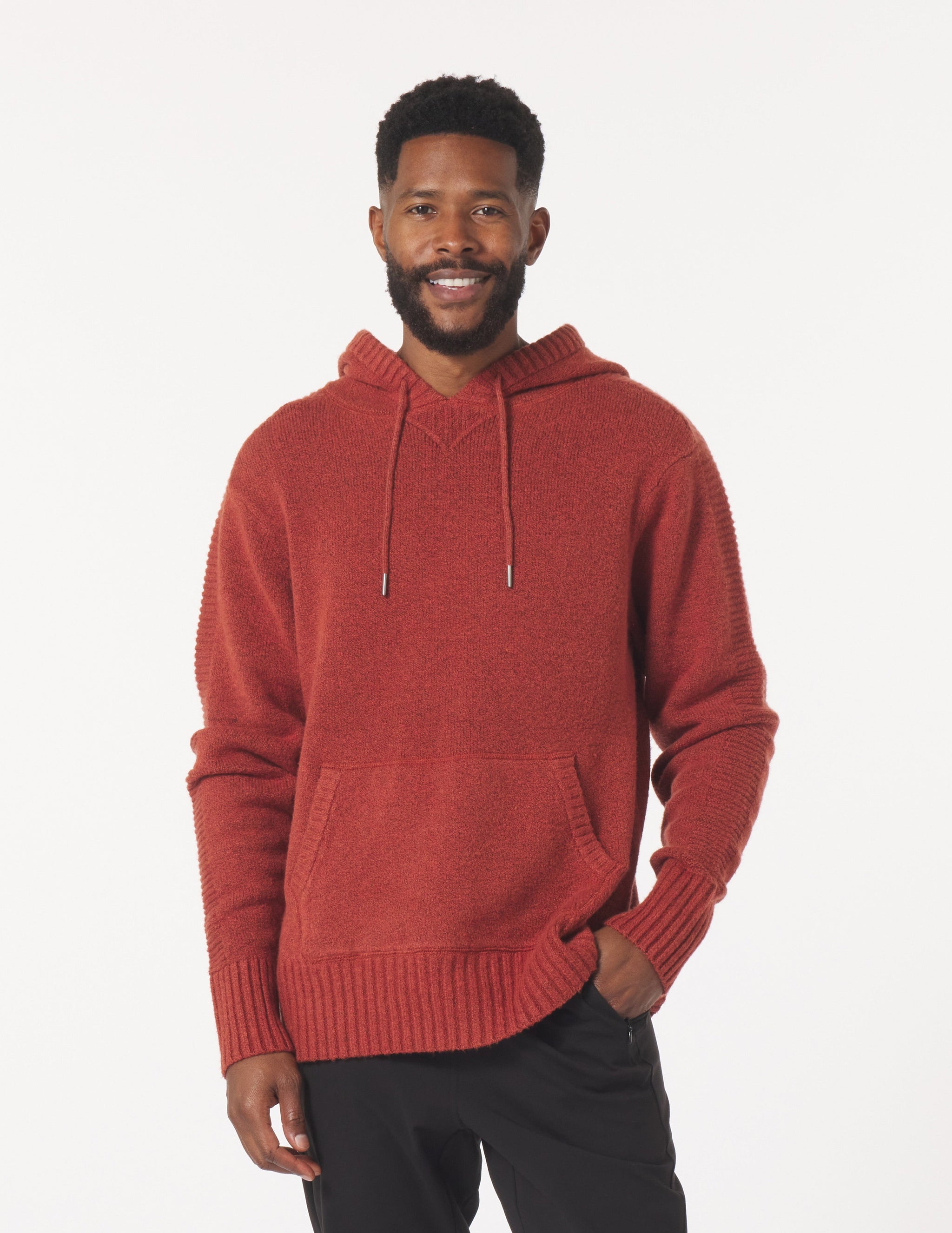 Knit Up Hoodie: Brick Red Knit Up Hoodie: Brick Red