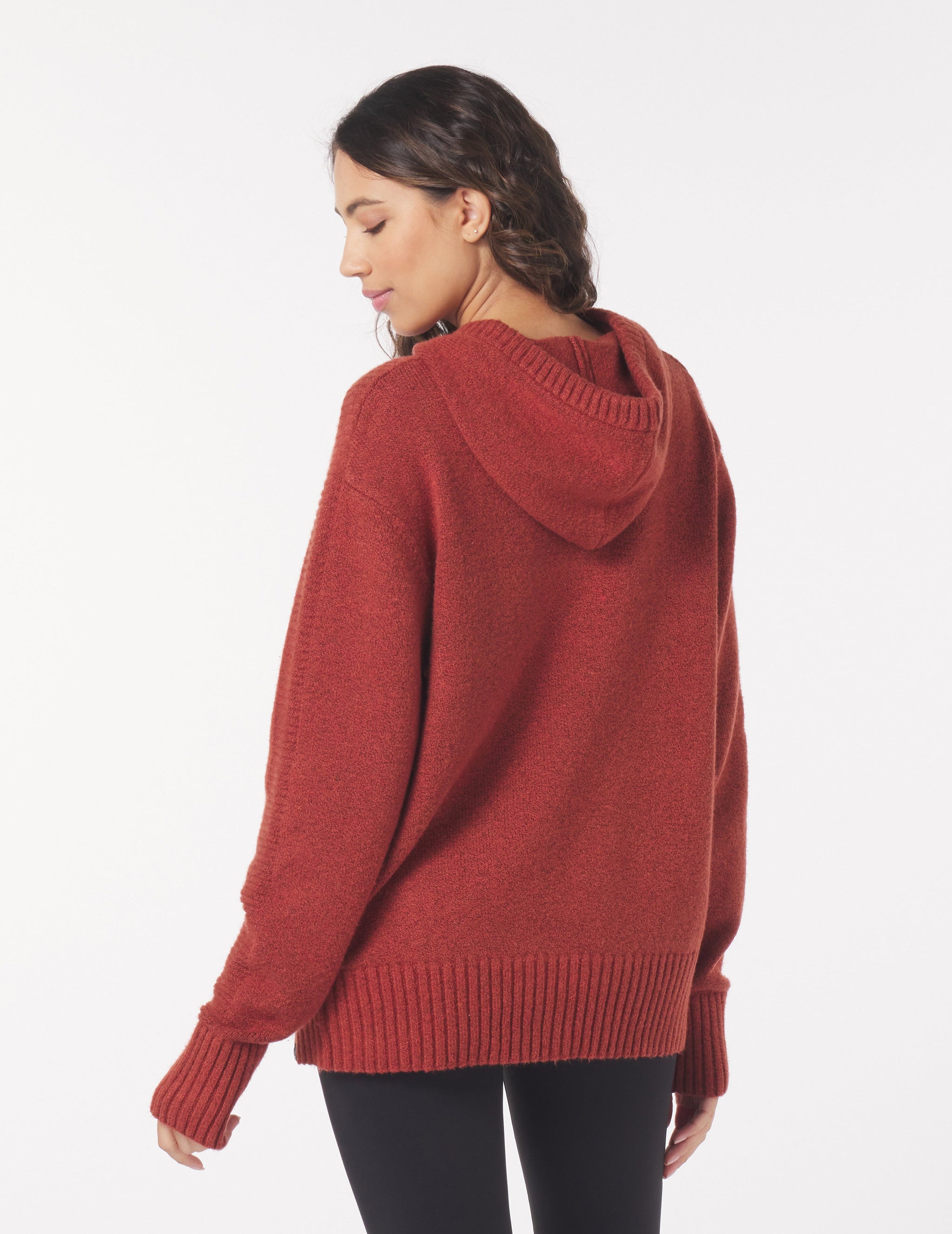 Knit Up Hoodie: Brick Red Knit Up Hoodie: Brick Red
