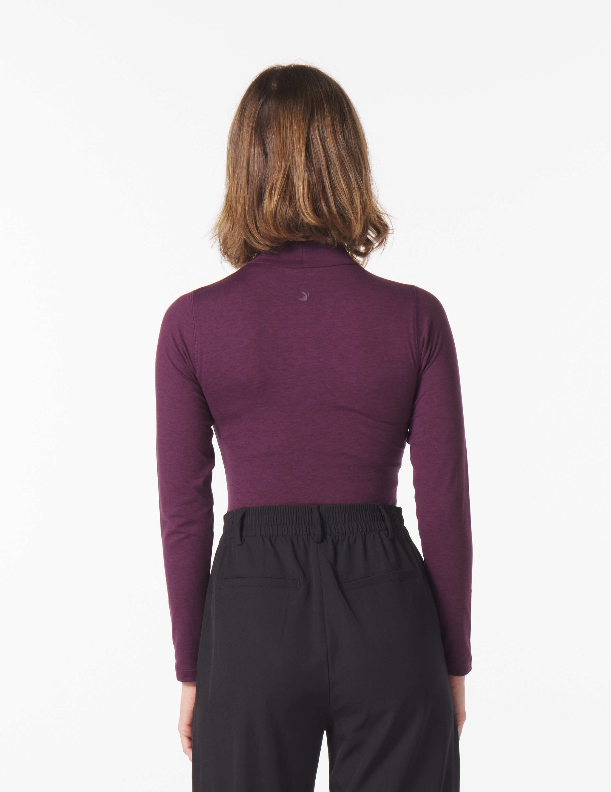 Long Sleeve Mock Neck Body Suit: Mulberry Long Sleeve Mock Neck Body Suit: Mulberry