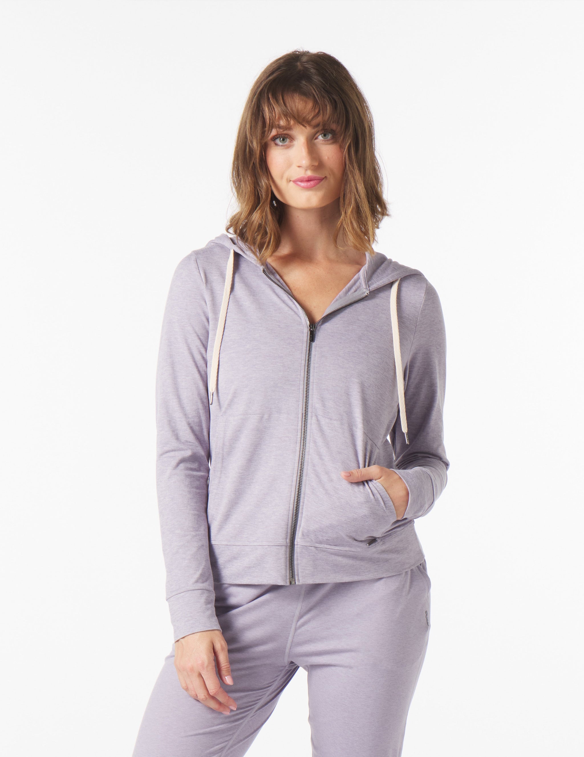 On The Go Lightweight Zip Up Hoodie: Dusty Lavender Marble On The Go Lightweight Zip Up Hoodie: Dusty Lavender Marble