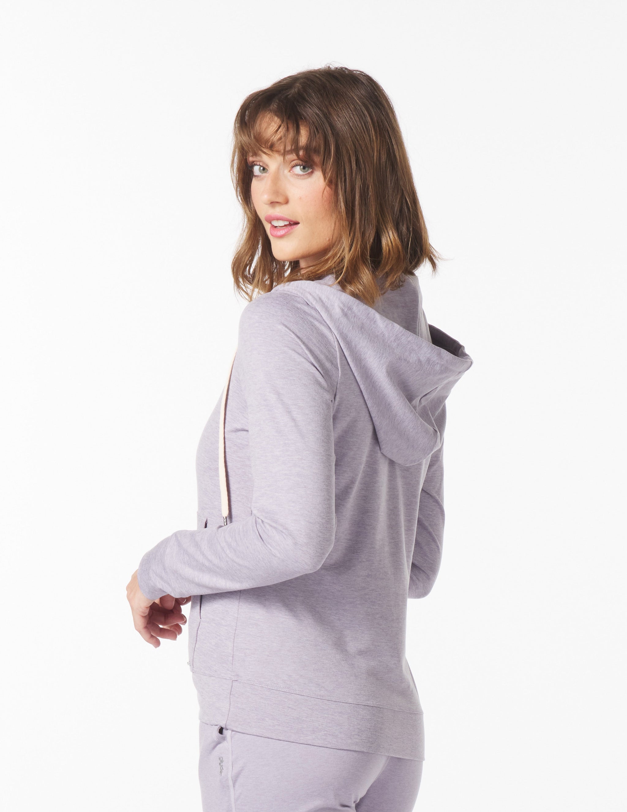 On The Go Lightweight Zip Up Hoodie: Dusty Lavender Marble On The Go Lightweight Zip Up Hoodie: Dusty Lavender Marble