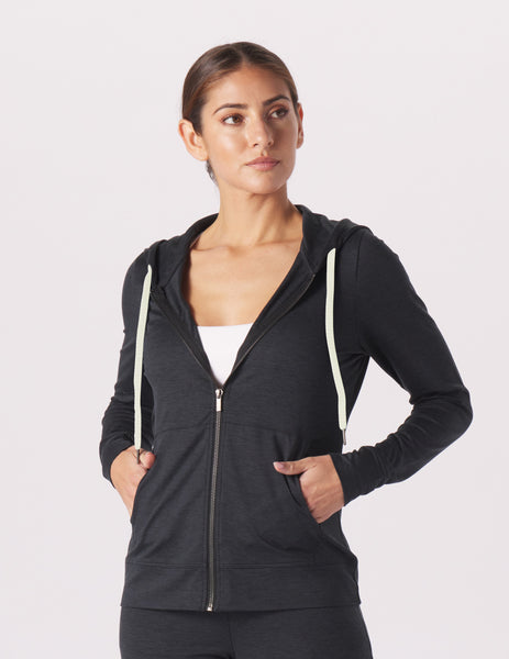 On The Go Lightweight Zip Up Hoodie: Black Marble – Glyder