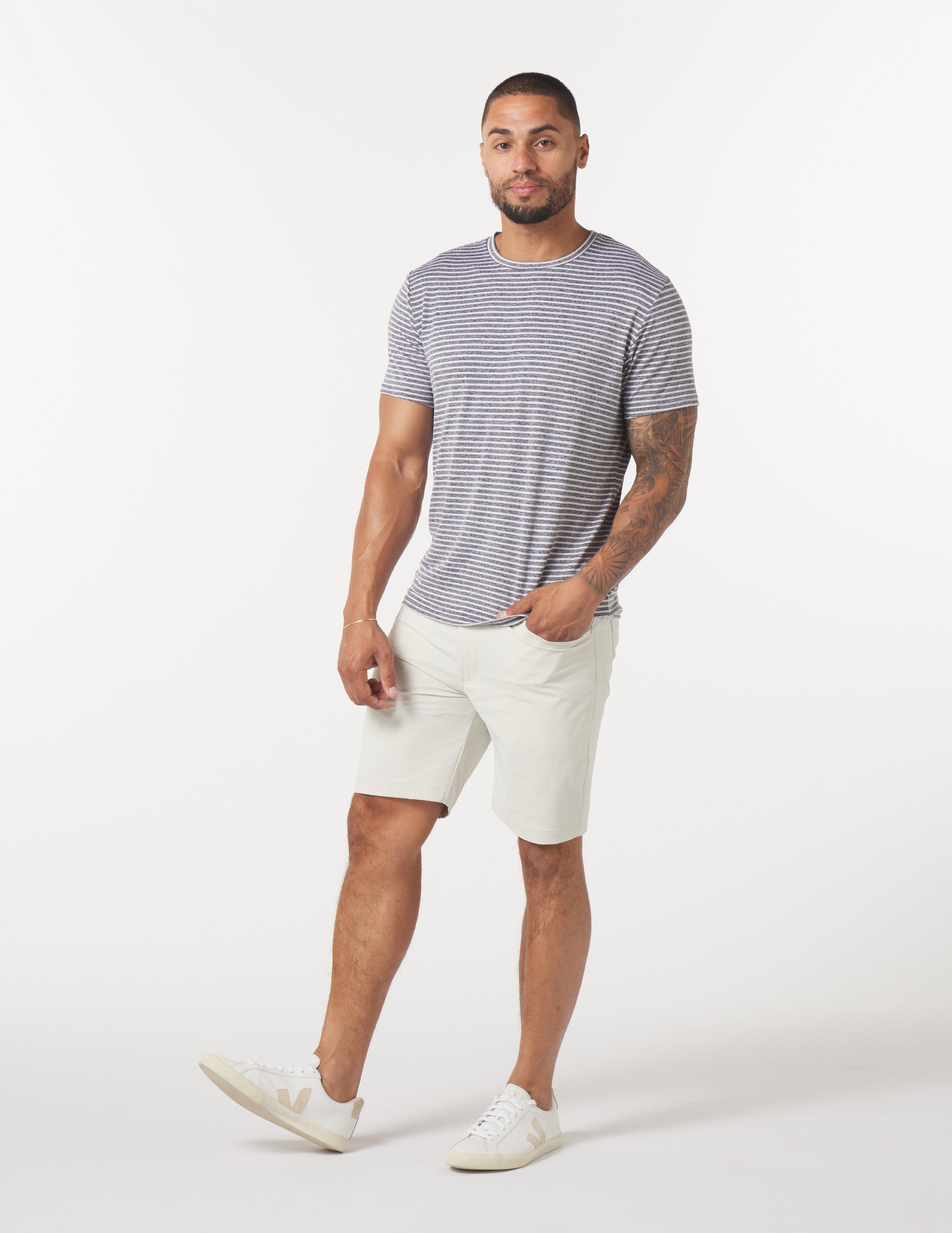 Powertek 5 Pocket Short: Oatmilk Powertek 5 Pocket Short: Oatmilk