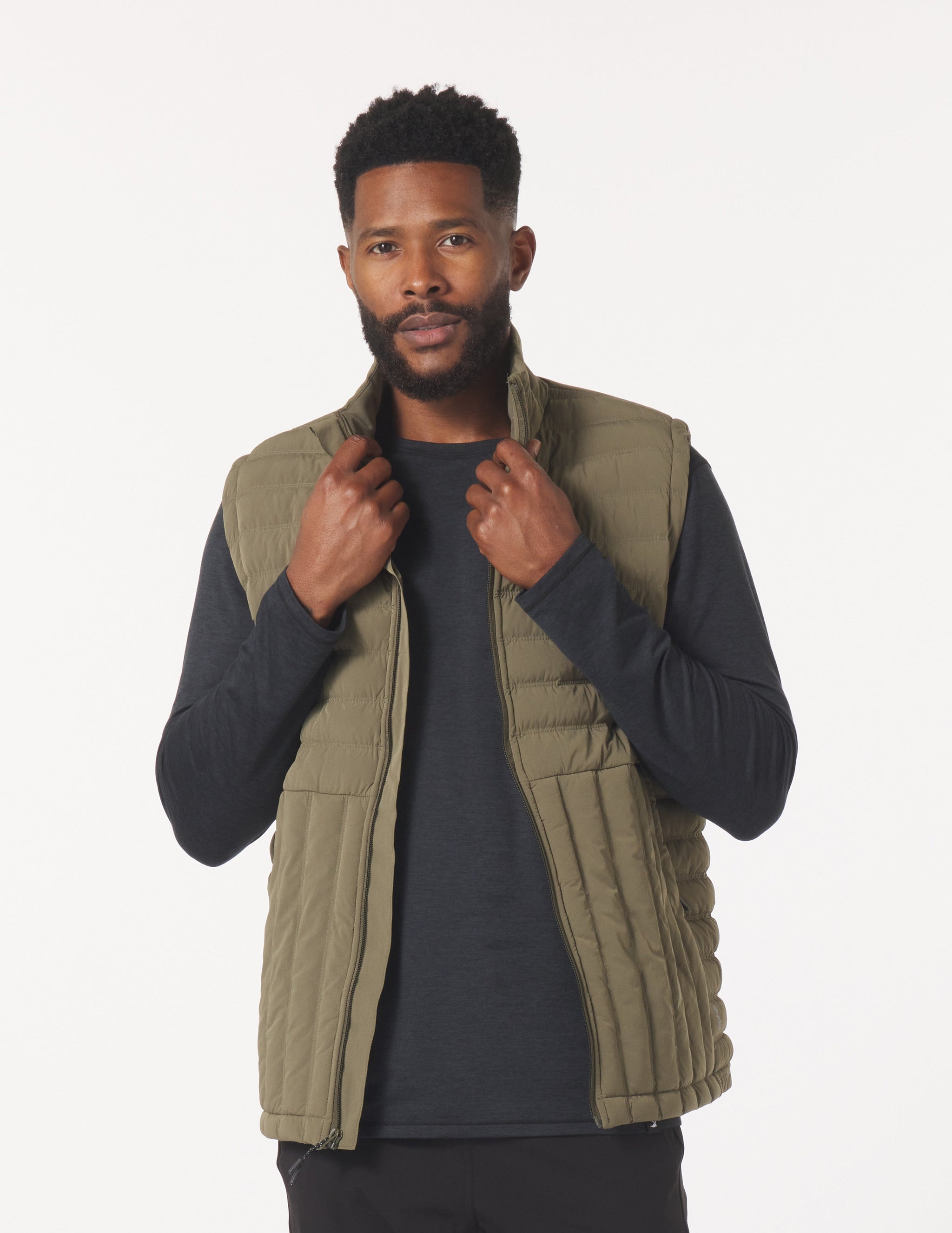 Hybrid Puffer Vest: Moss Hybrid Puffer Vest: Moss