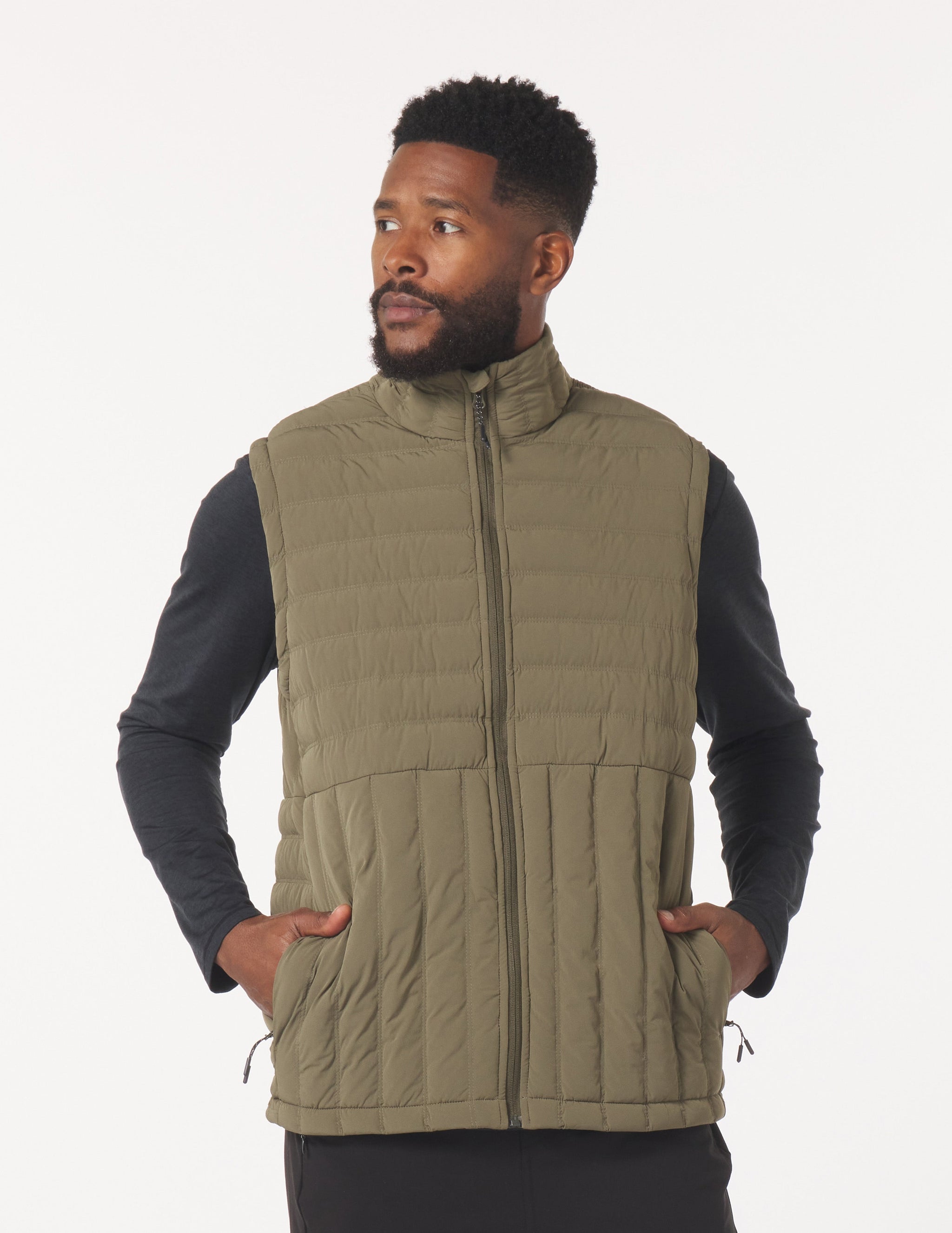 Hybrid Puffer Vest: Moss Hybrid Puffer Vest: Moss