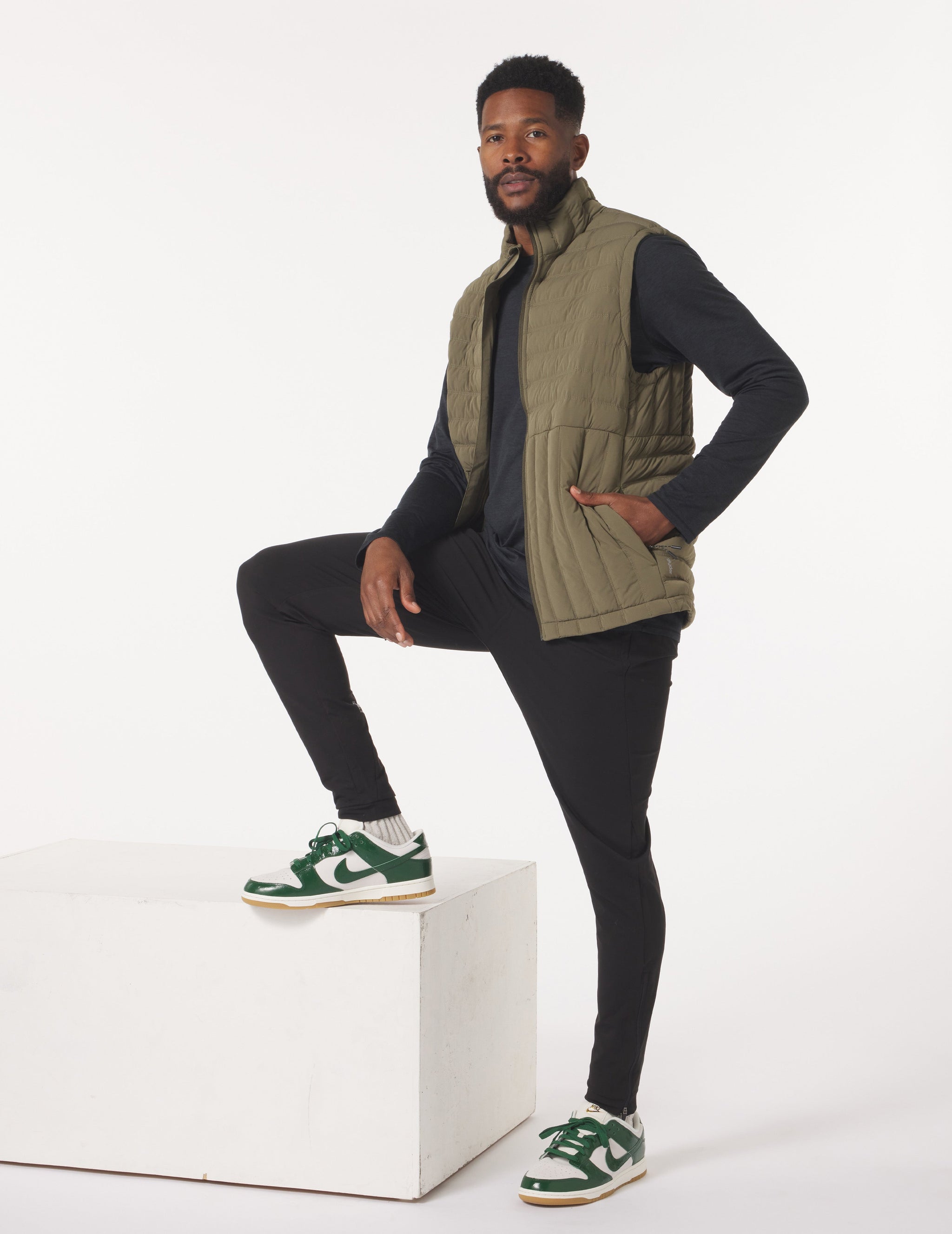 Hybrid Puffer Vest: Moss Hybrid Puffer Vest: Moss
