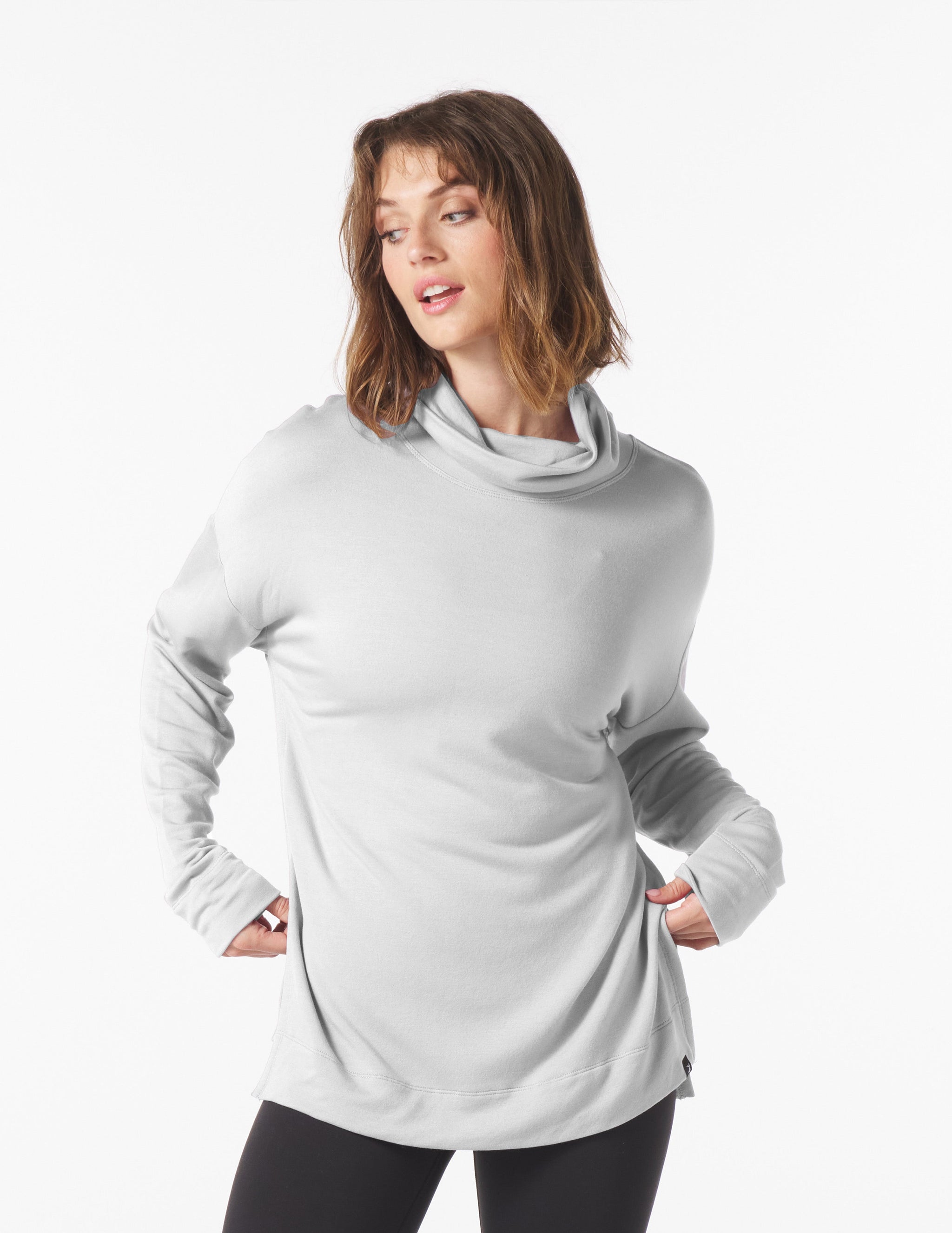 Scarf Neck Tunic: Ash Grey Scarf Neck Tunic: Ash Grey