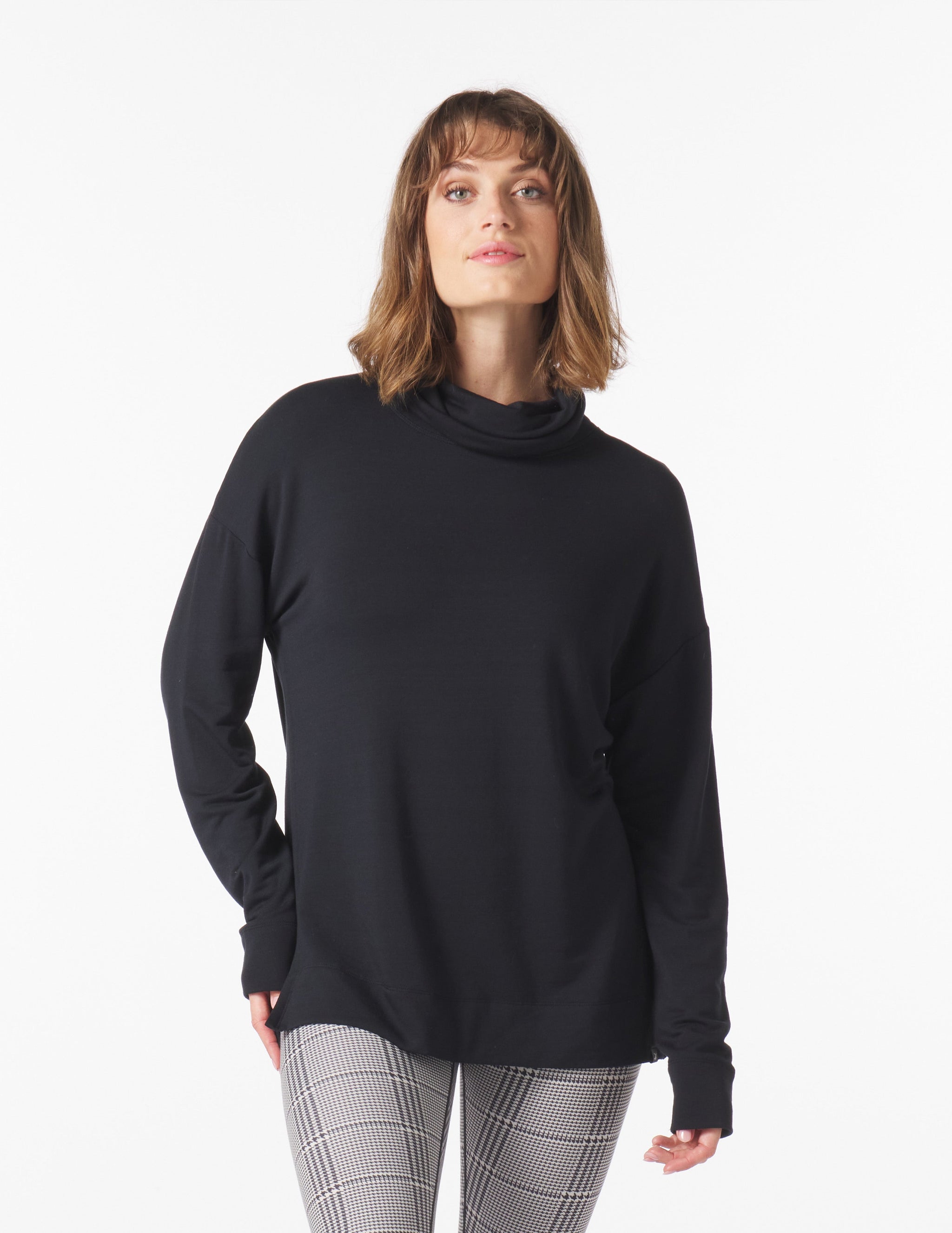 Scarf Neck Tunic: Black Scarf Neck Tunic: Black