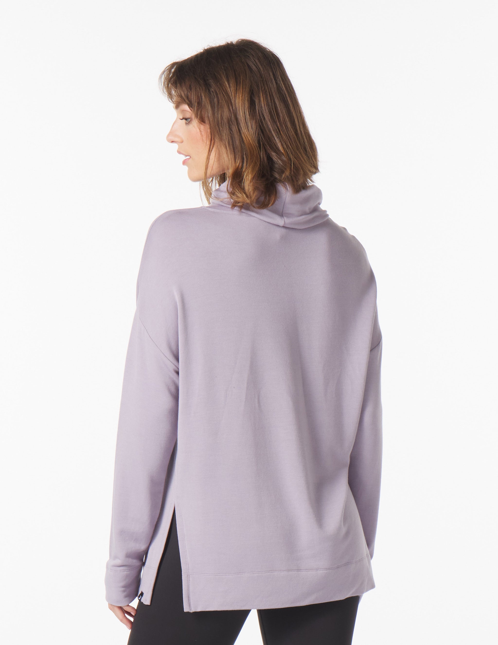 Scarf Neck Tunic: Dusty Lavender Scarf Neck Tunic: Dusty Lavender