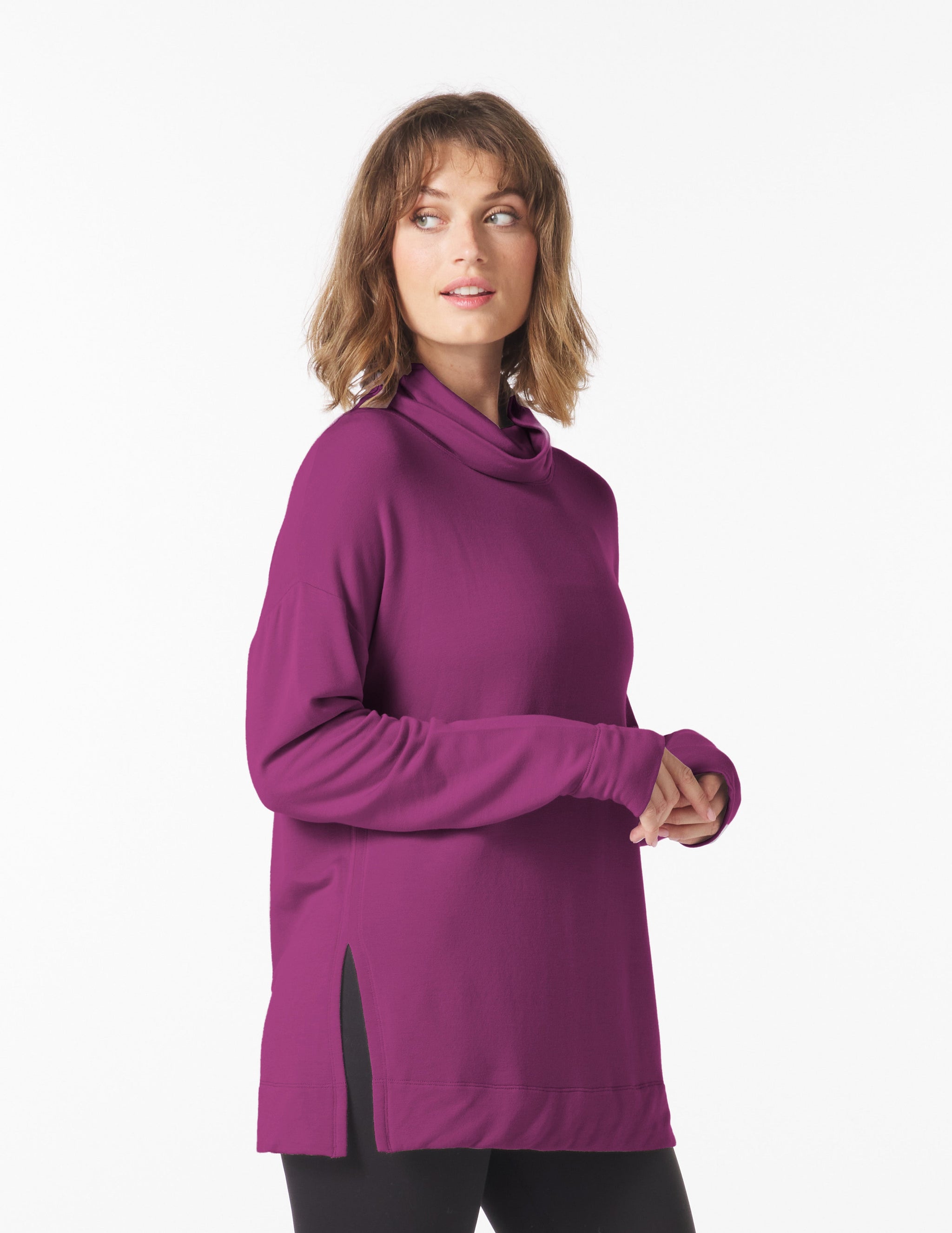 Scarf Neck Tunic: Mulberry Scarf Neck Tunic: Mulberry
