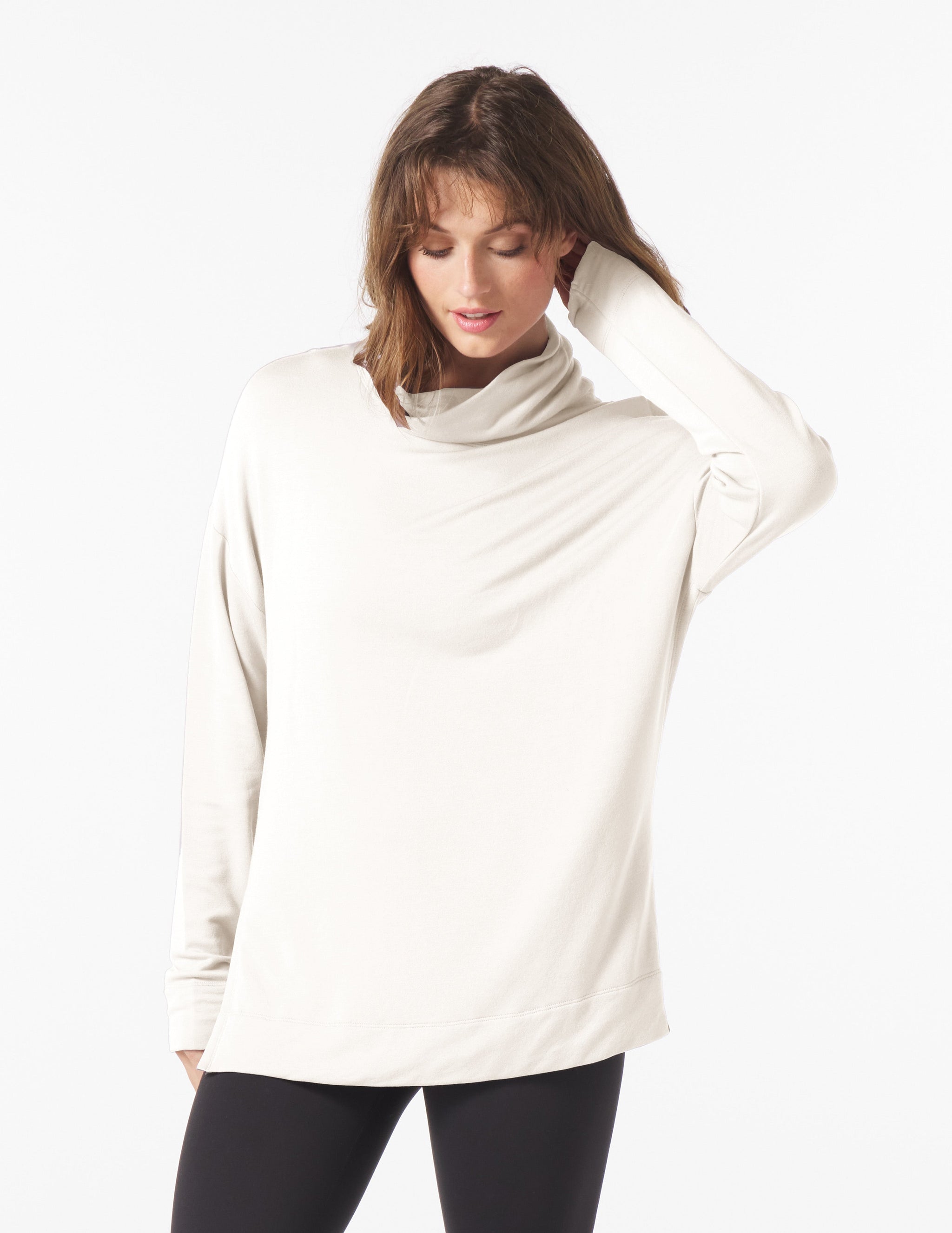 Scarf Neck Tunic: Oatmilk Scarf Neck Tunic: Oatmilk