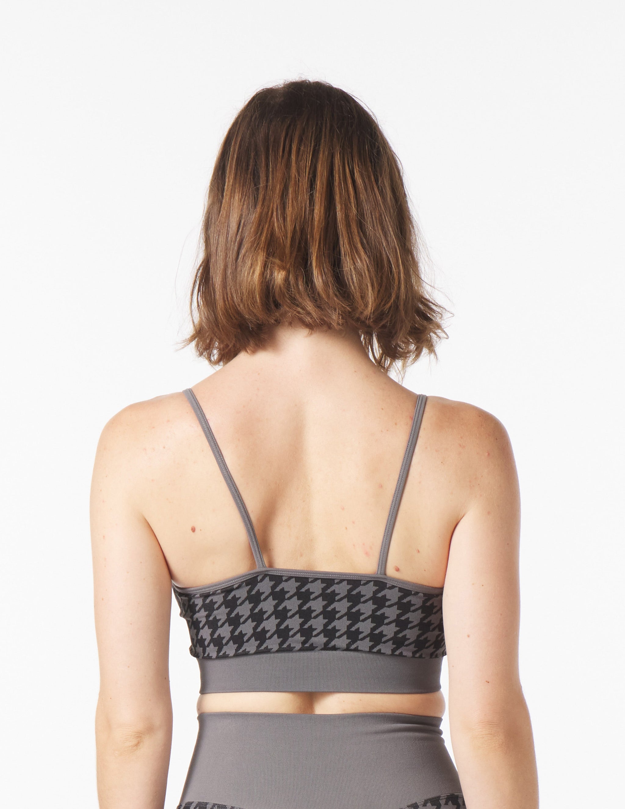 Seamless Houndstooth Jacquard Bra: Black/Carbon Seamless Houndstooth Jacquard Bra: Black/Carbon