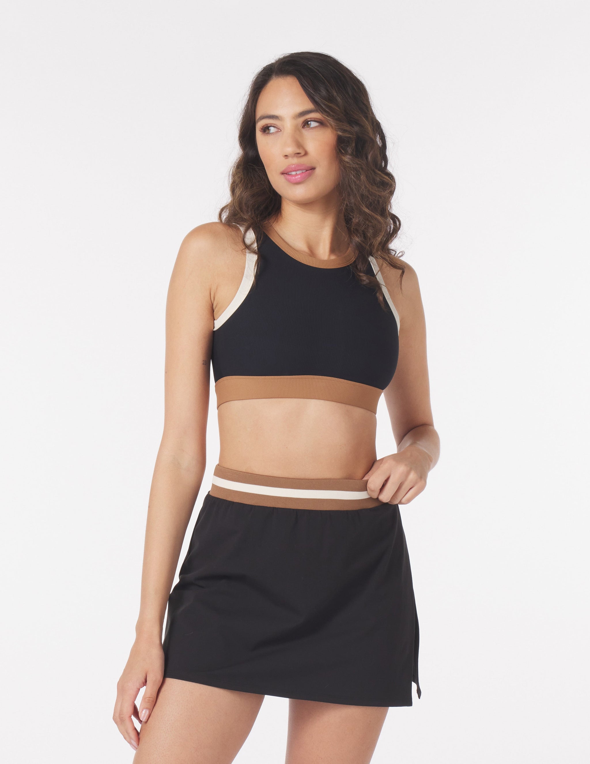 Socialite Bra: Black Oatmilk/Almond Contrast Socialite Bra: Black Oatmilk/Almond Contrast