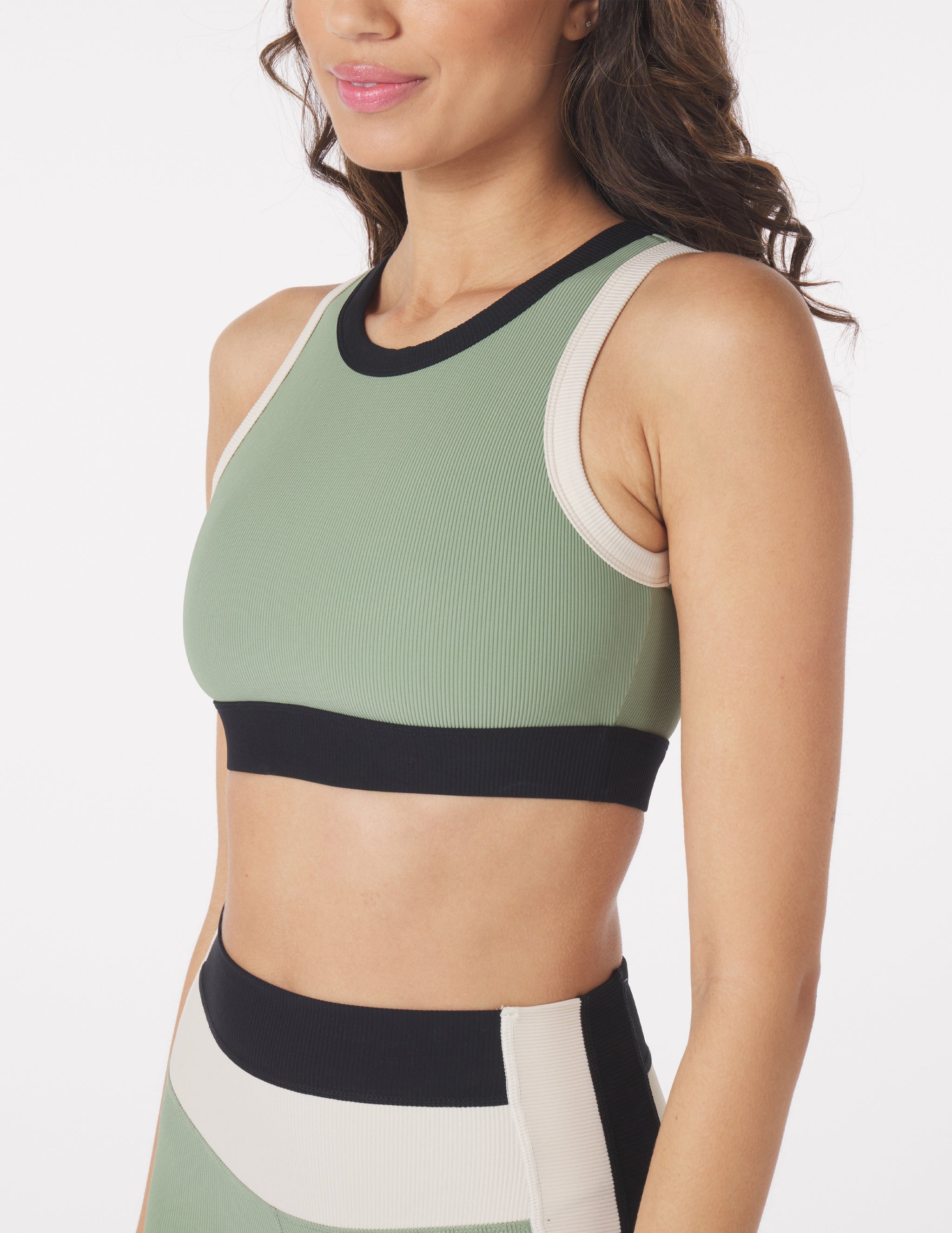 Socialite Bra: Sage Black/Oatmilk Trim Socialite Bra: Sage Black/Oatmilk Trim