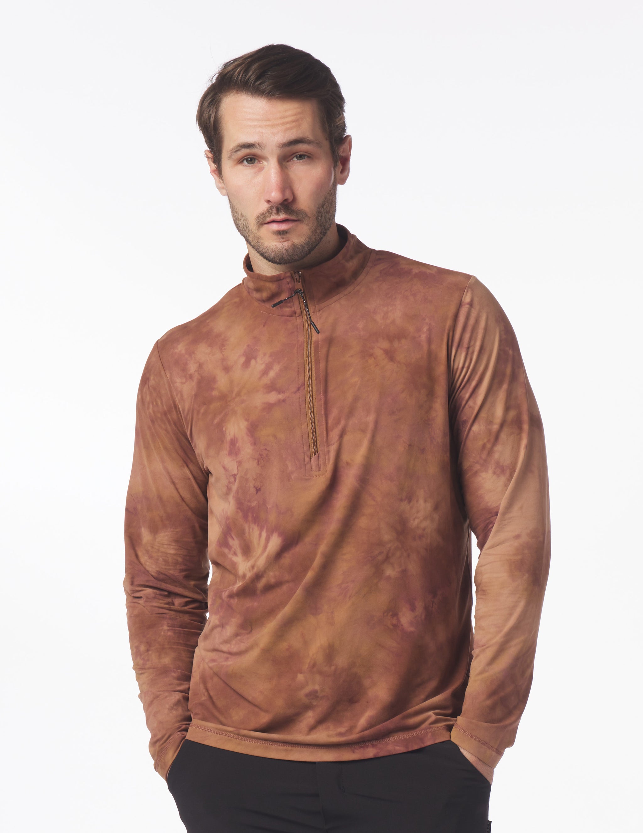 Tahoe 1/4 Zip: Mocha Stone Dye Tahoe 1/4 Zip: Mocha Stone Dye