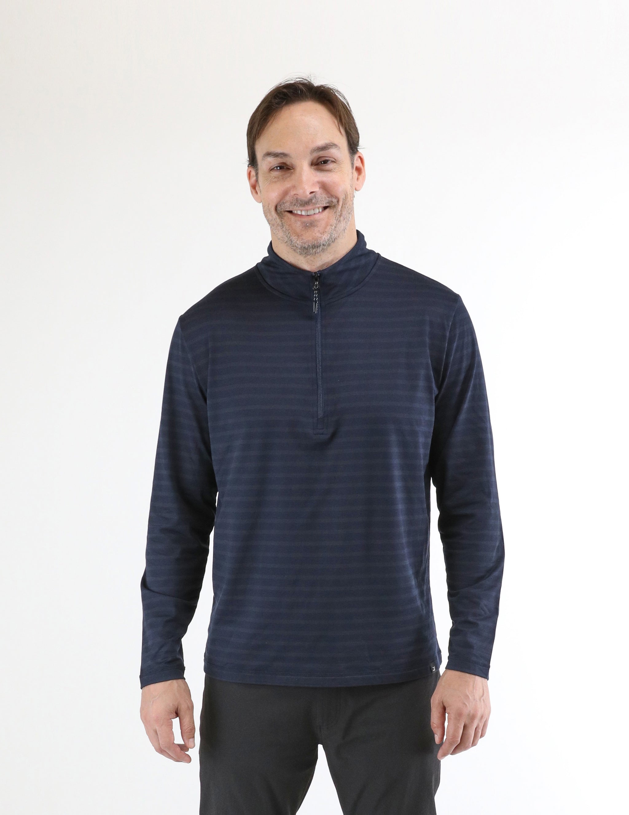 Tahoe 1/4 Zip: Navy Stripe Tahoe 1/4 Zip: Navy Stripe