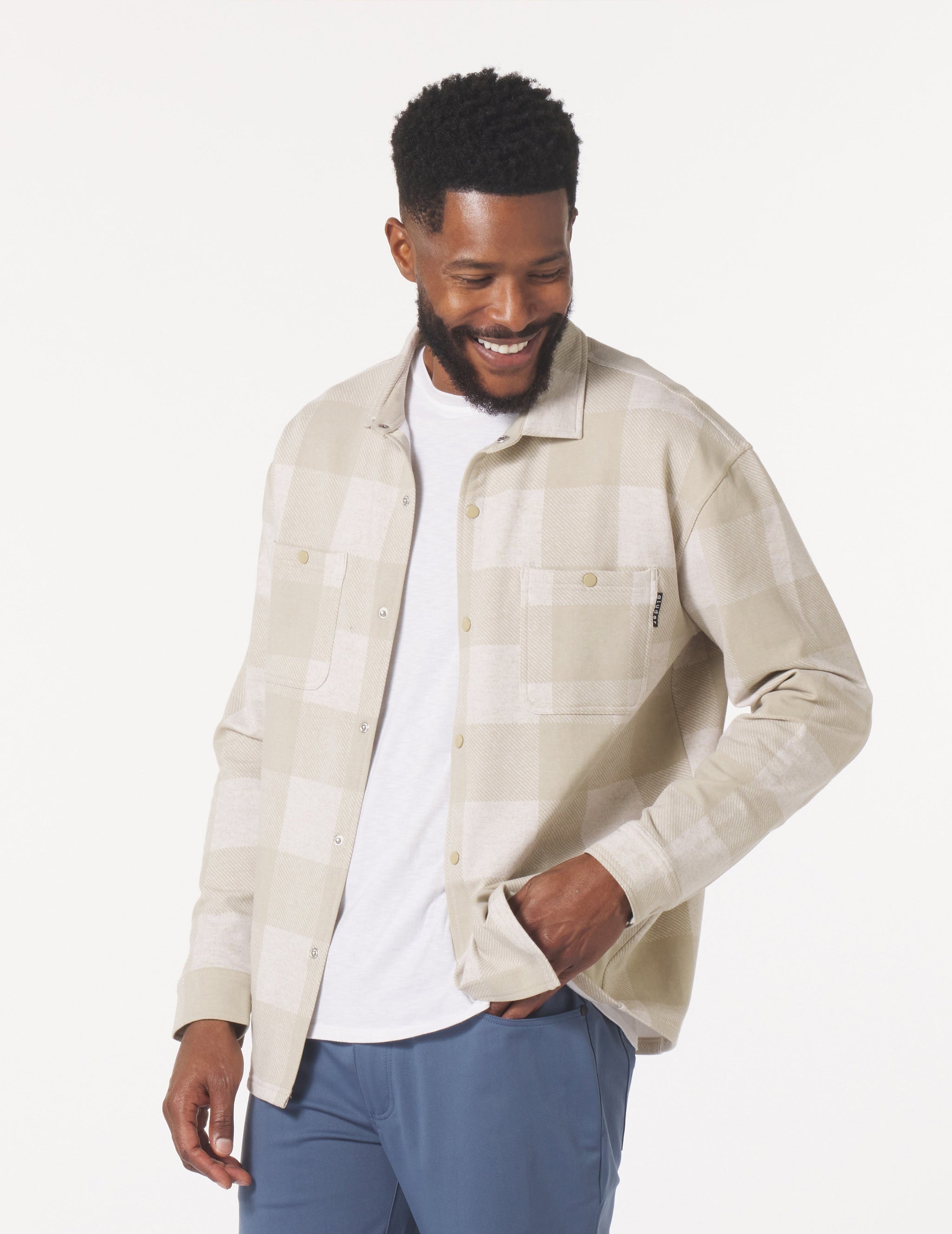 Trek Shirt: Oatmilk/Linen Buffalo Plaid Trek Shirt: Oatmilk/Linen Buffalo Plaid