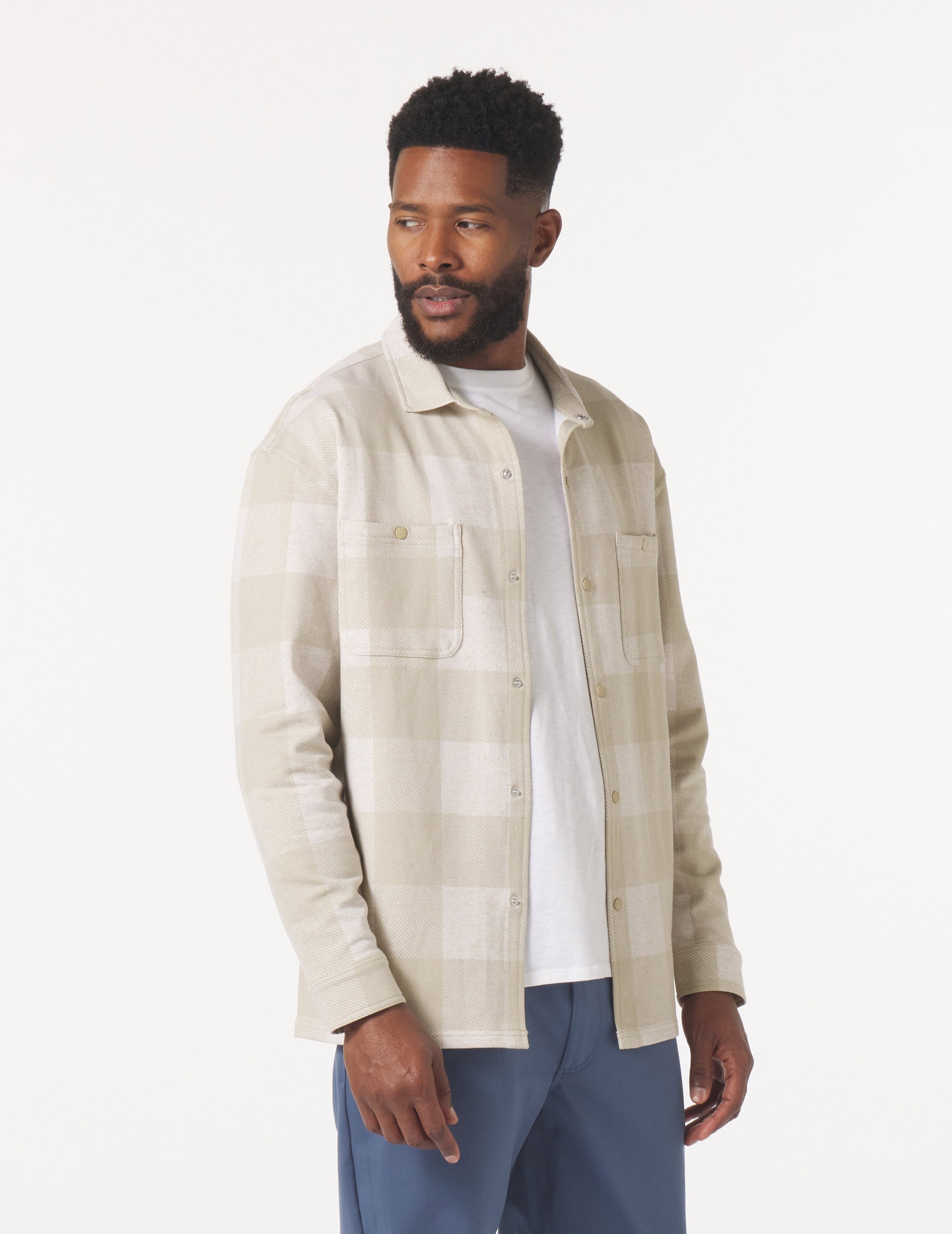 Trek Shirt: Oatmilk/Linen Buffalo Plaid Trek Shirt: Oatmilk/Linen Buffalo Plaid