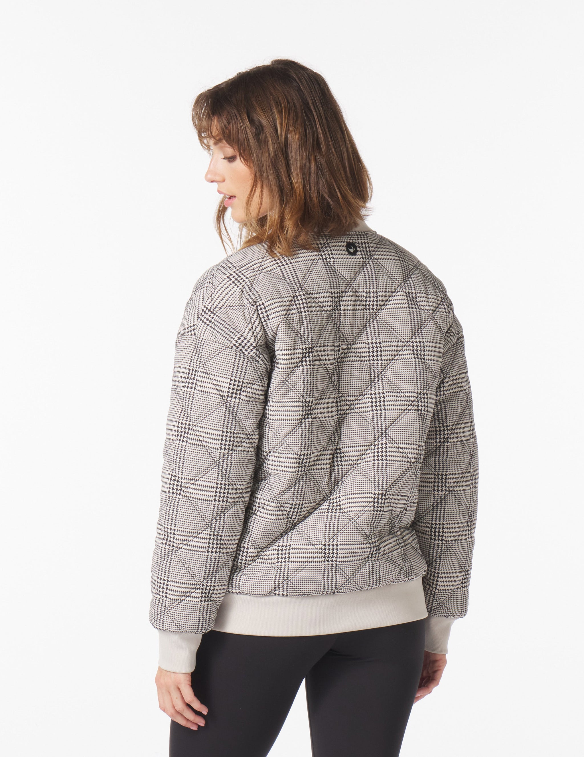 Varsity Jacket: Oatmilk/Black Glen Plaid Varsity Jacket: Oatmilk/Black Glen Plaid