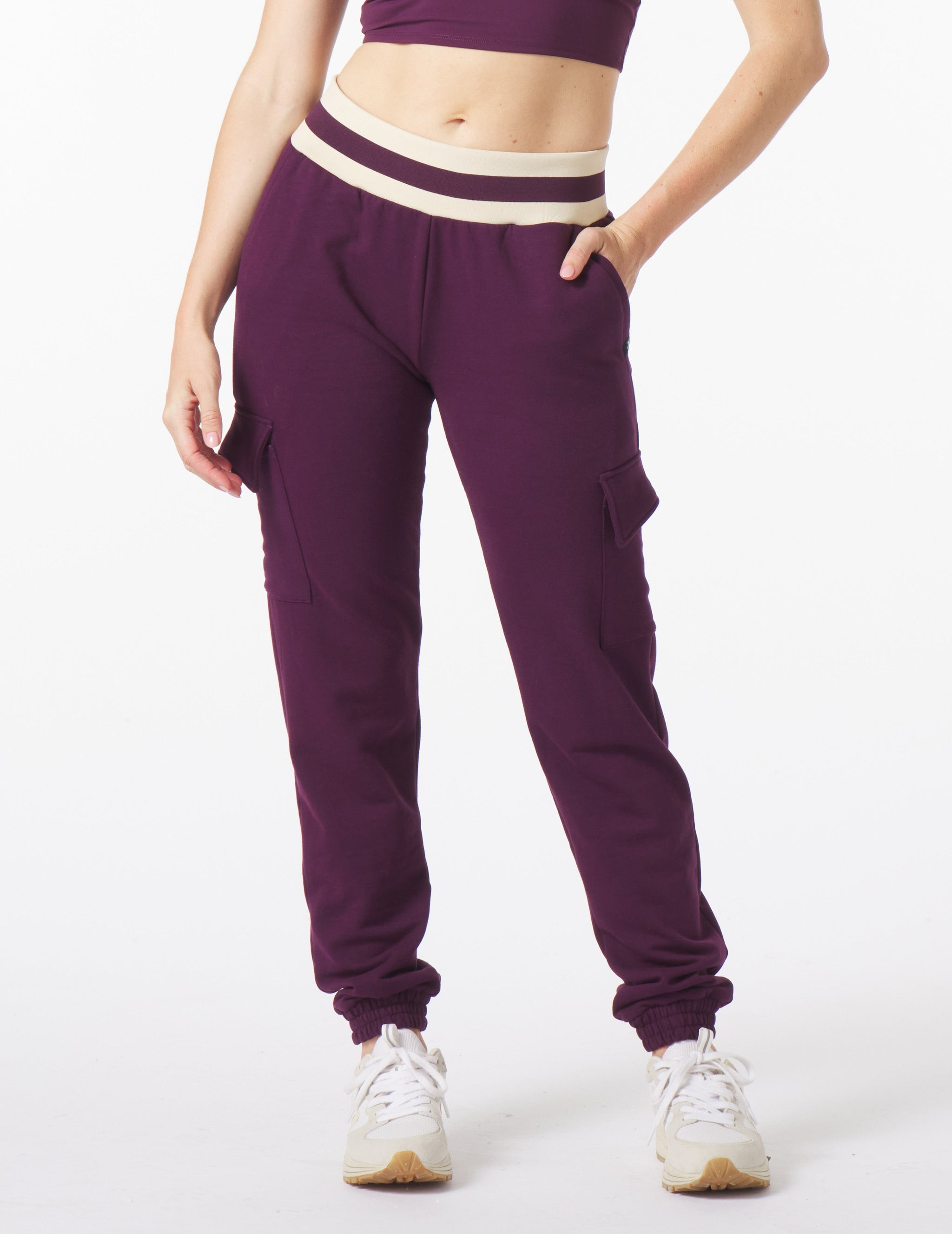 Varsity Jogger: Mulberry/Oatmilk Varsity Jogger: Mulberry/Oatmilk
