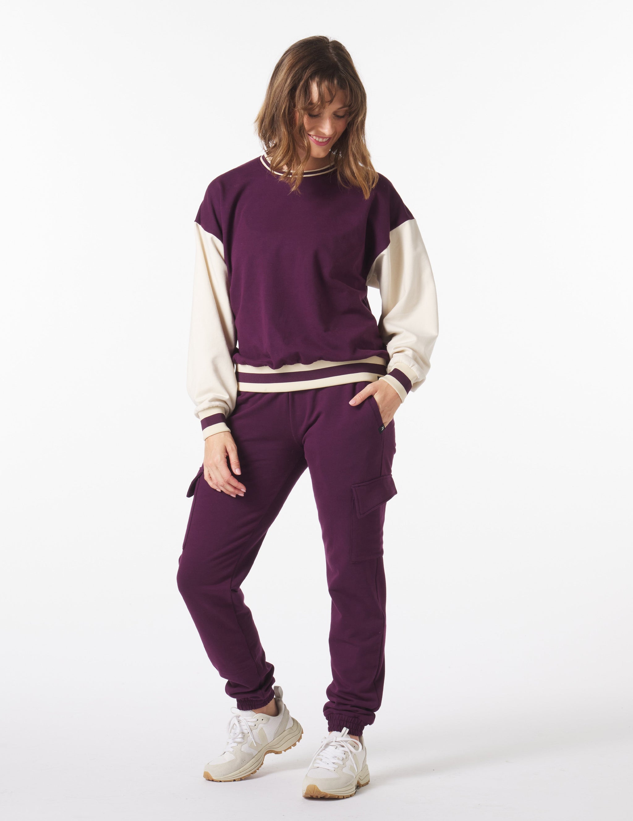 Varsity Jogger: Mulberry/Oatmilk Varsity Jogger: Mulberry/Oatmilk
