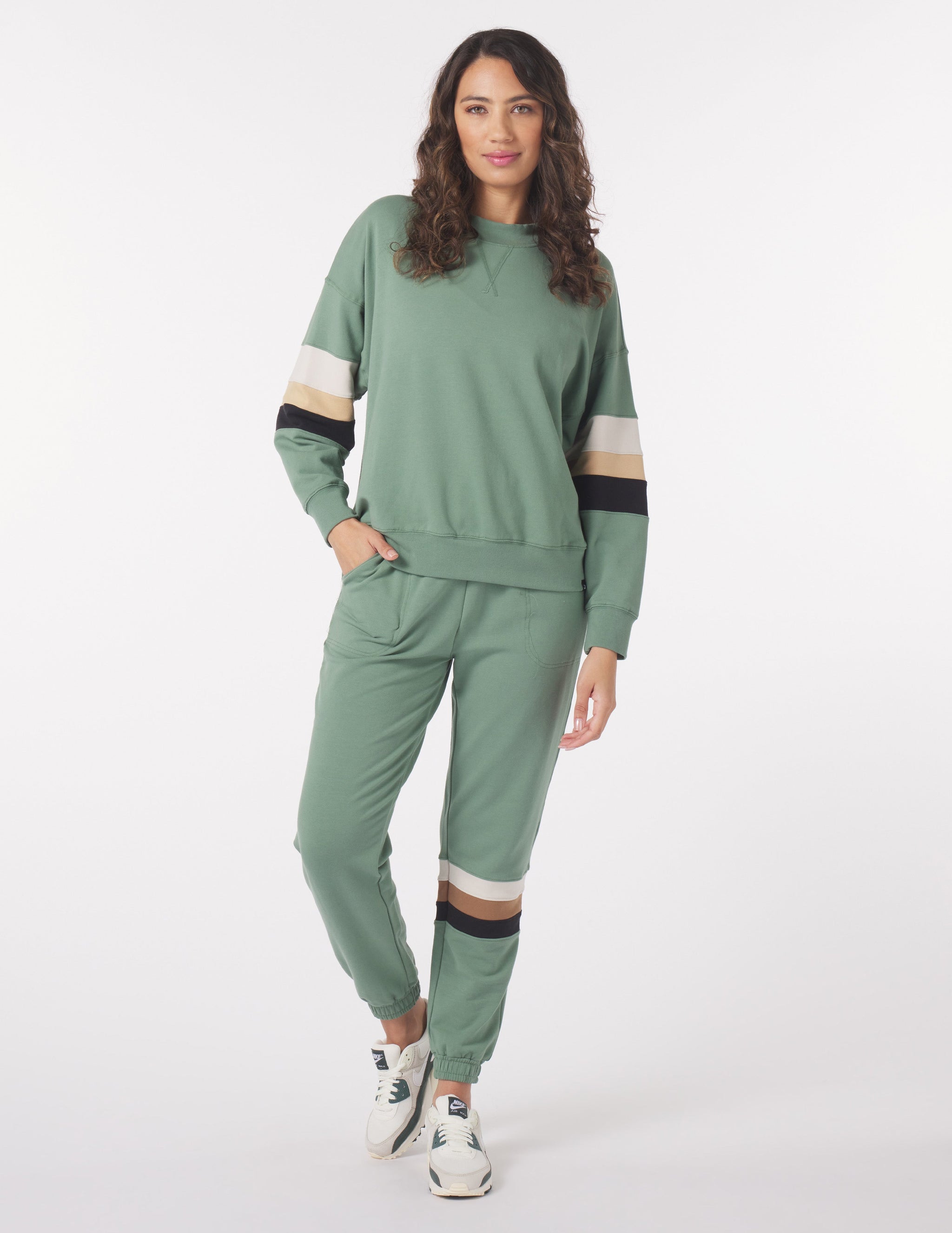 Vintage Oversized Jogger: Sage/Tonal Stripes Vintage Oversized Jogger: Sage/Tonal Stripes
