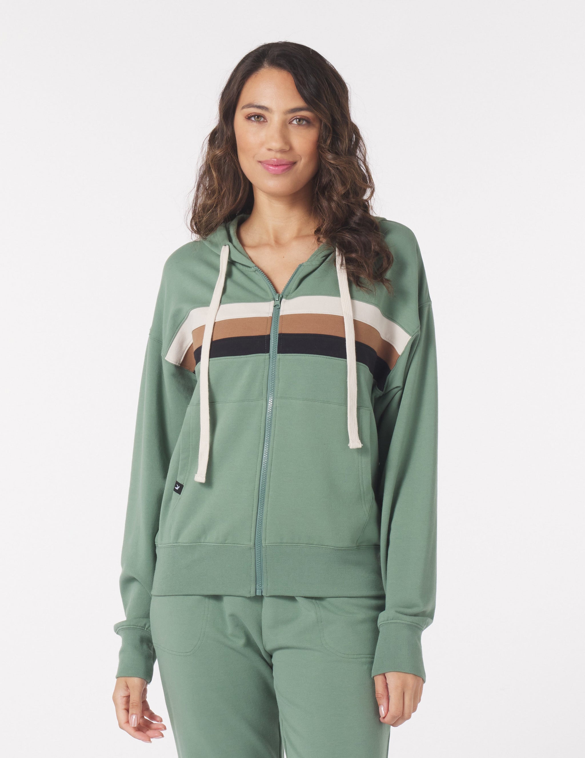 Vintage Oversized Zip Up: Sage Color Block Vintage Oversized Zip Up: Sage Color Block