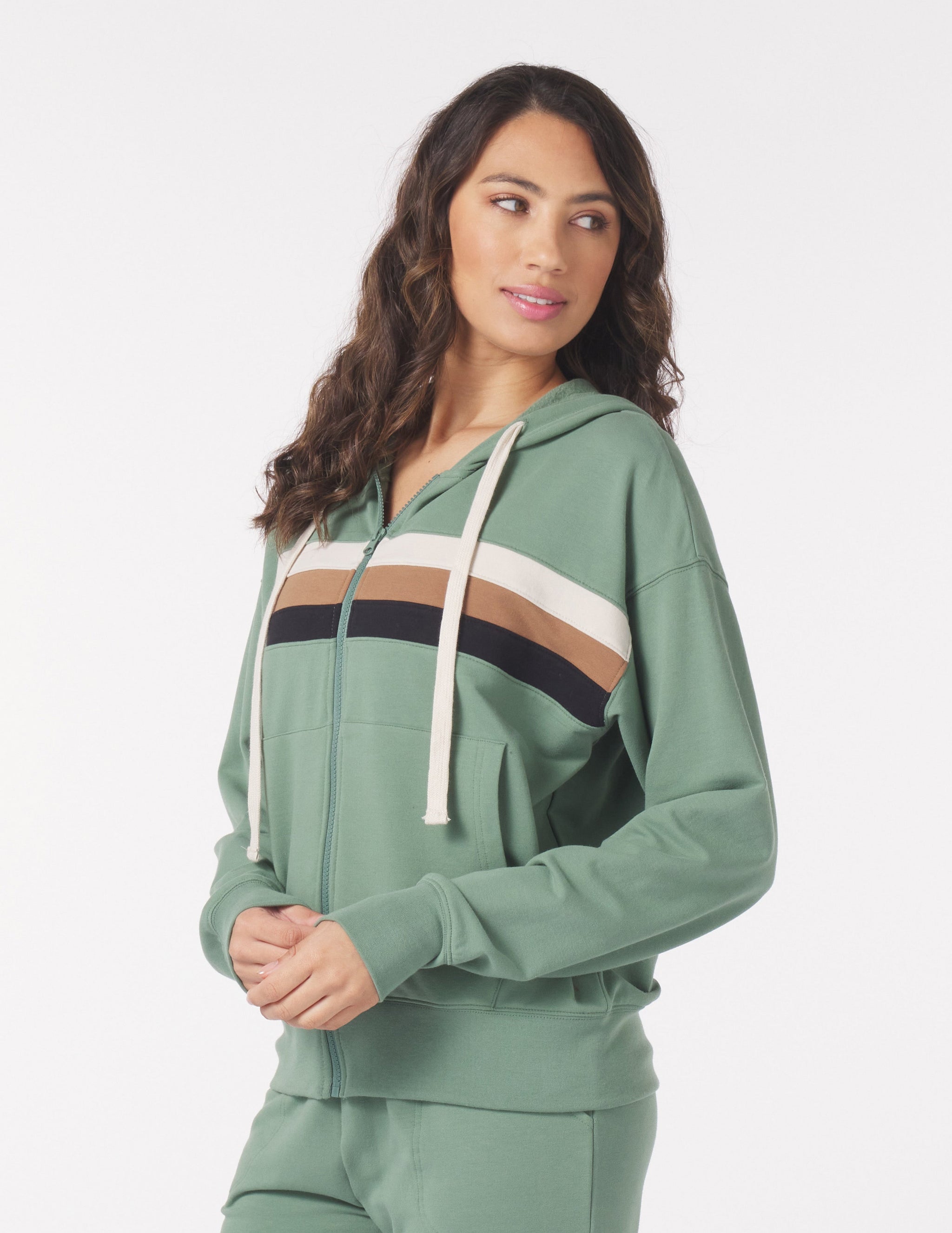 Vintage Oversized Zip Up: Sage Color Block Vintage Oversized Zip Up: Sage Color Block