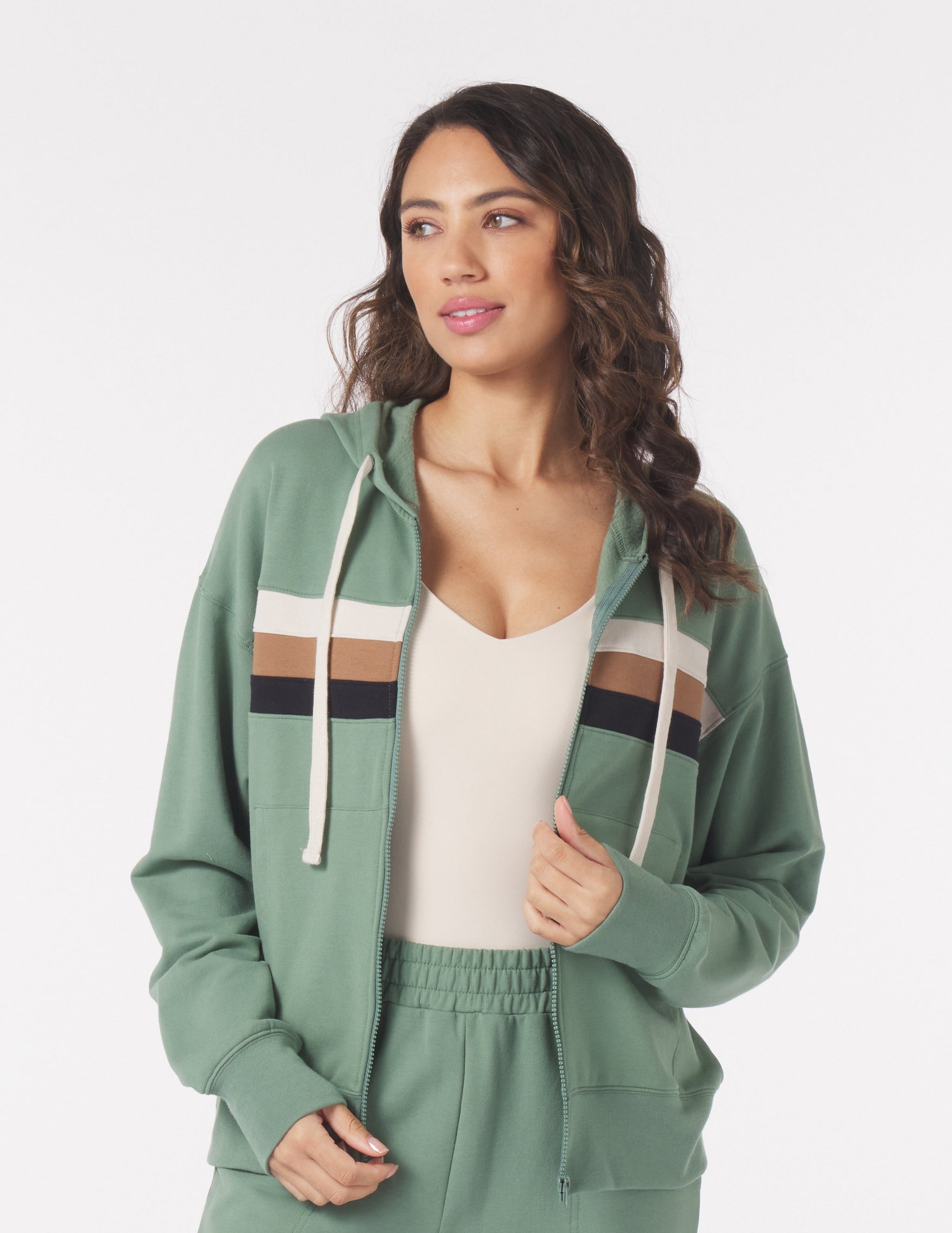 Vintage Oversized Zip Up: Sage Color Block Vintage Oversized Zip Up: Sage Color Block