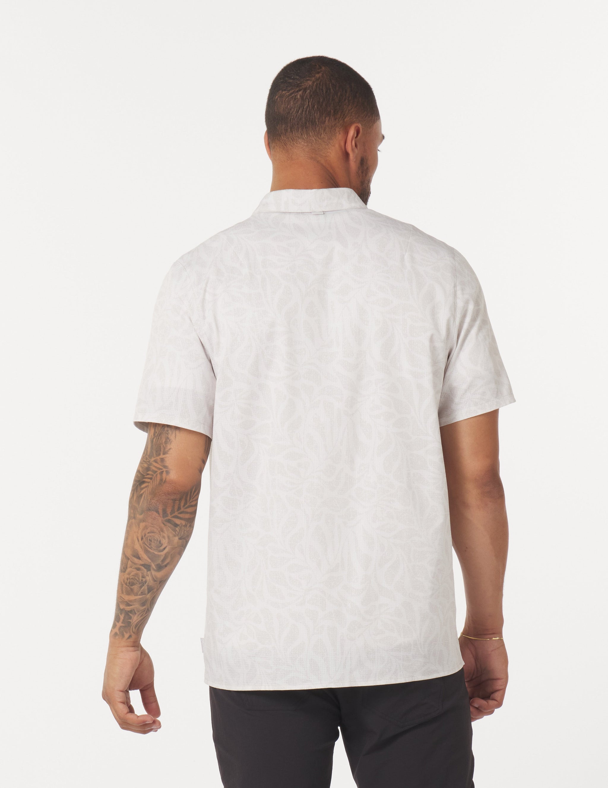 Zephyr Shirt: Oatmilk Palm Daze Print Zephyr Shirt: Oatmilk Palm Daze Print