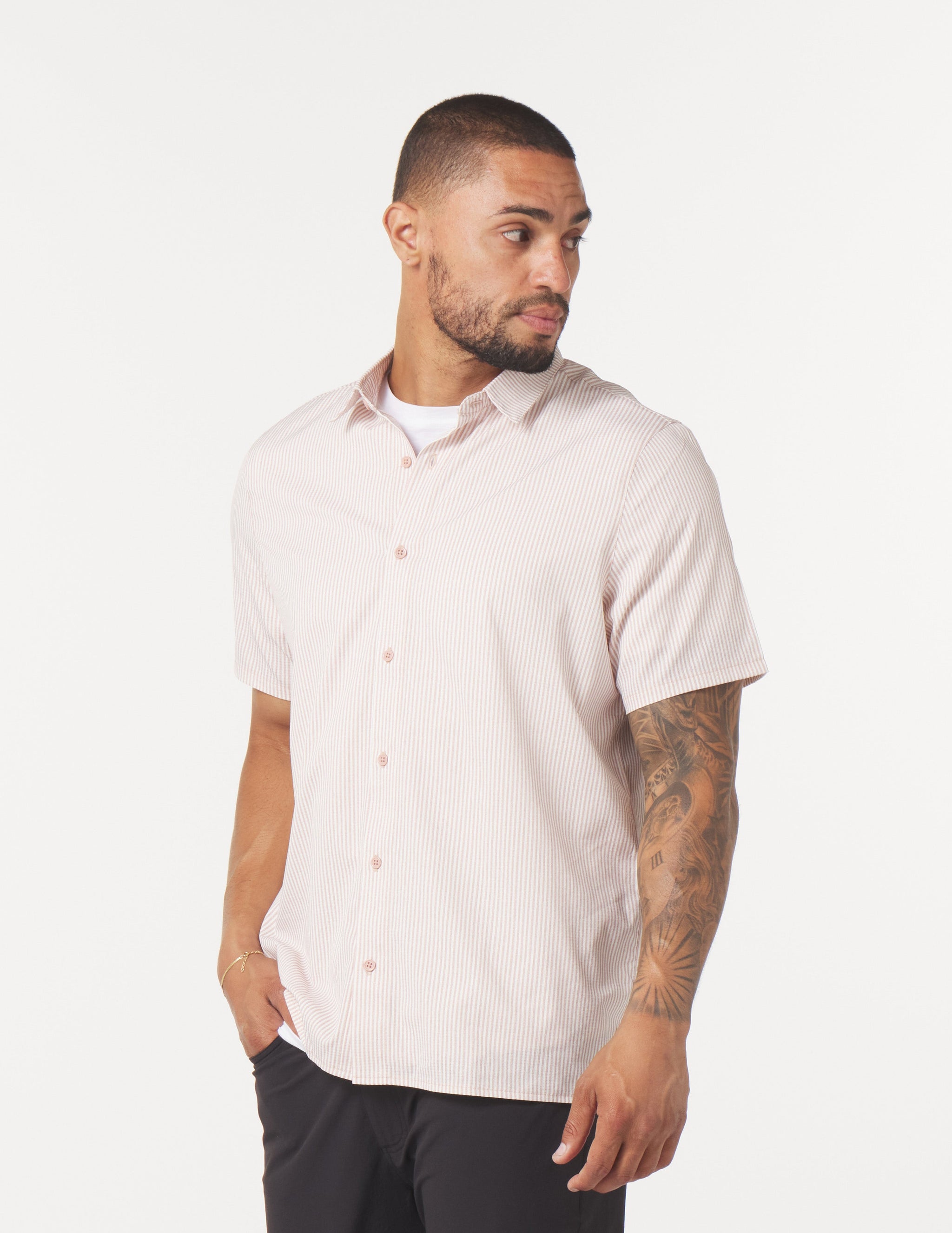 Zephyr Shirt: Adobe Rose Stripe Zephyr Shirt: Adobe Rose Stripe