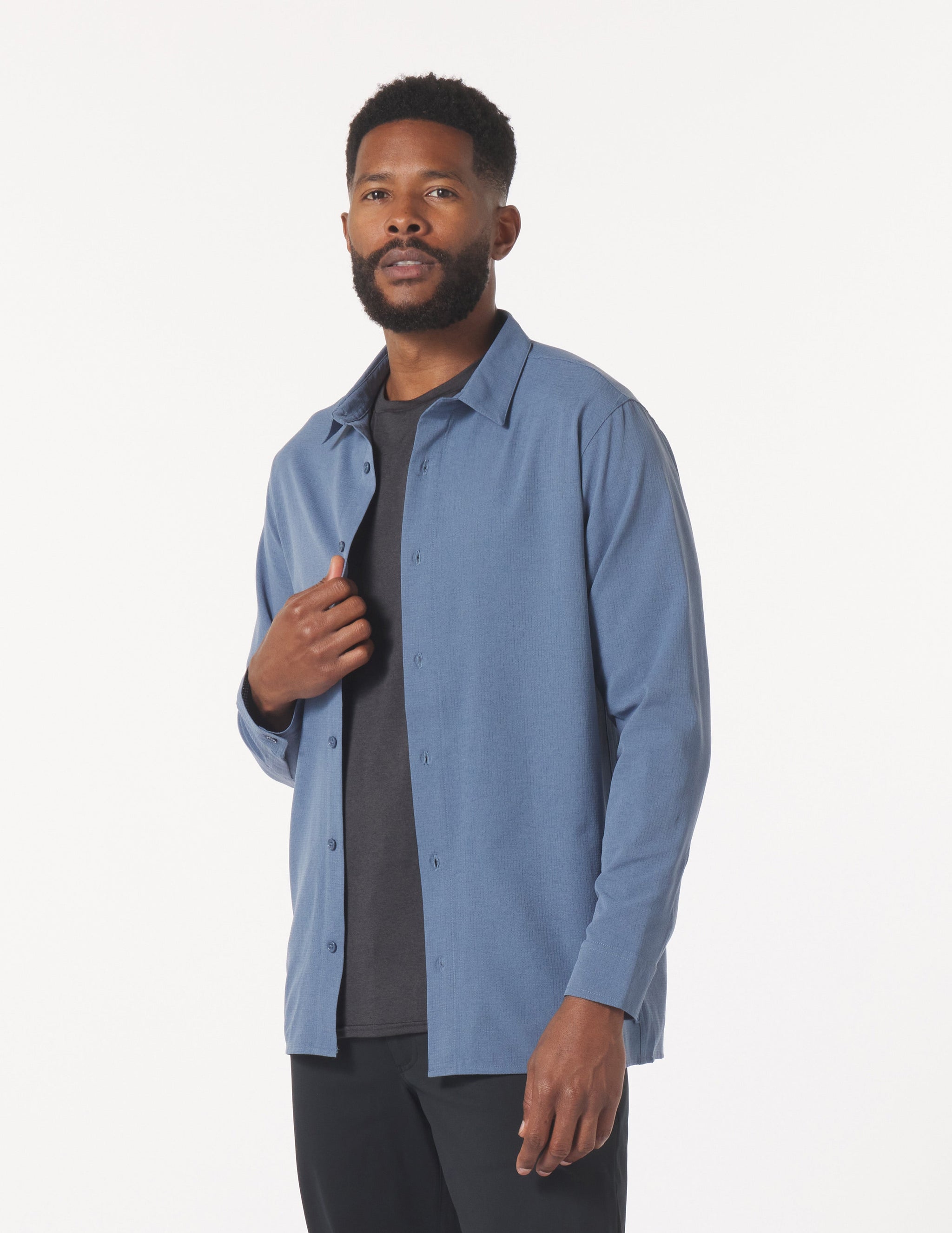 Zephyr Long Sleeve Shirt: Washed Blue Zephyr Long Sleeve Shirt: Washed Blue