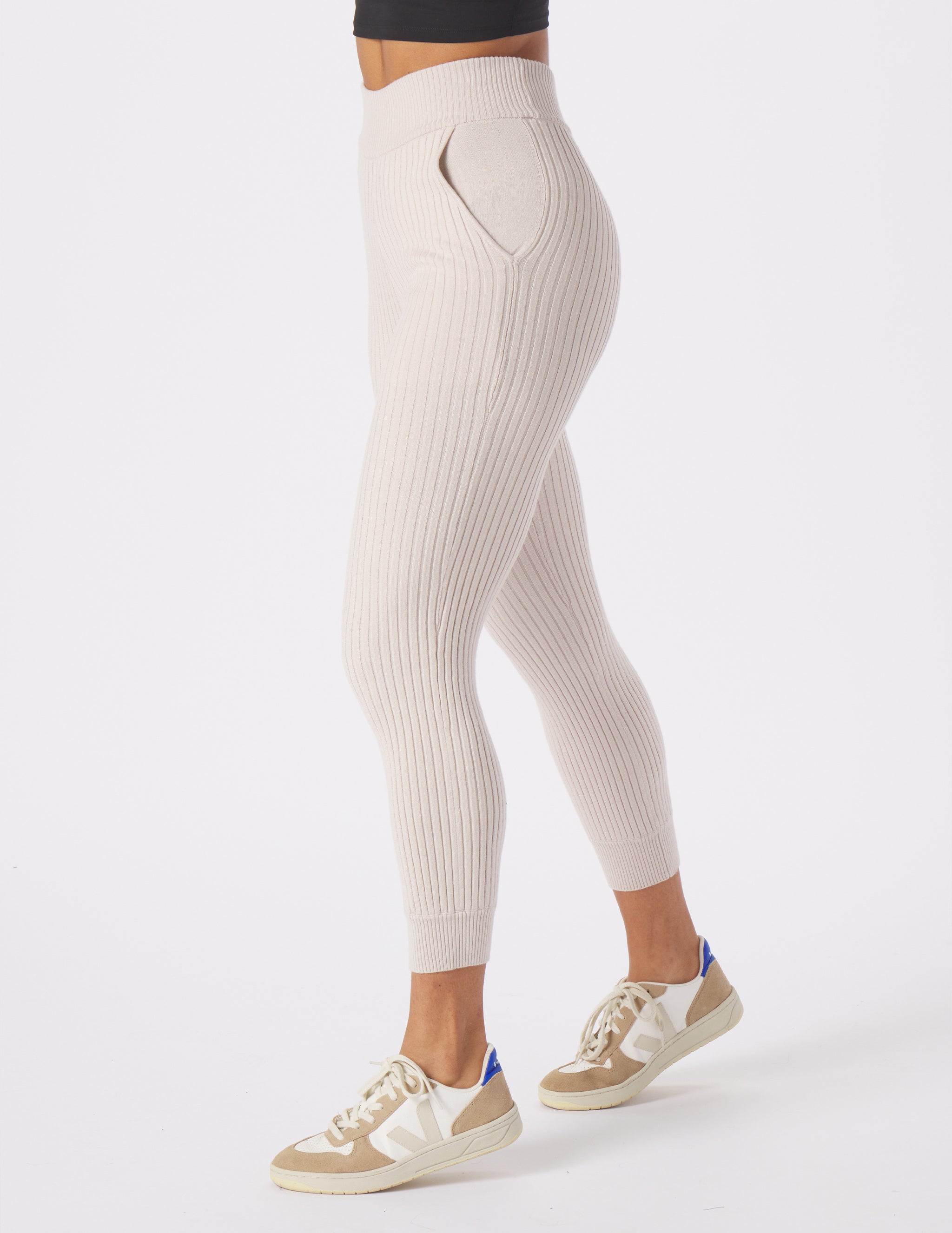 Couture Rib Jogger: Oatmilk Couture Rib Jogger: Oatmilk