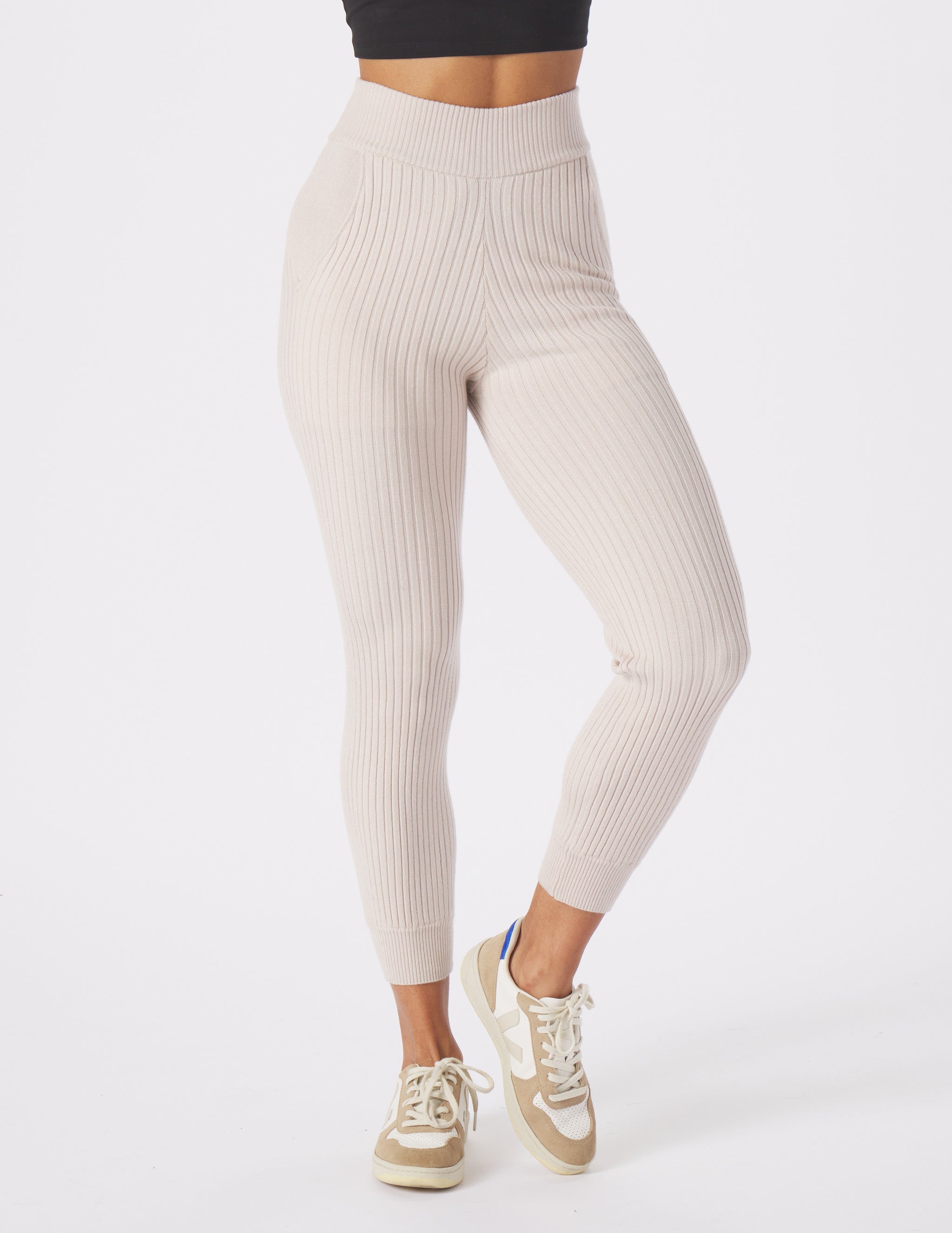 Couture Rib Jogger: Oatmilk Couture Rib Jogger: Oatmilk