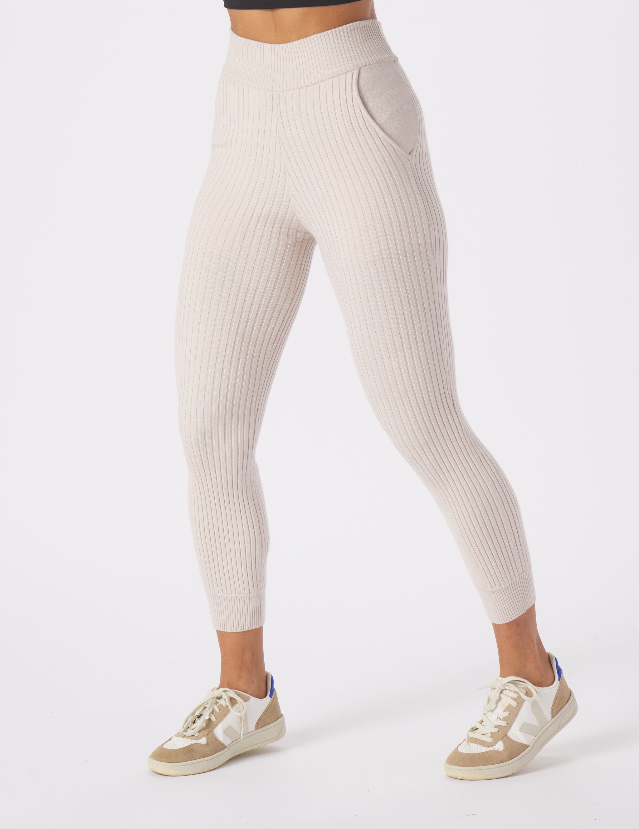 Couture Rib Jogger: Oatmilk Couture Rib Jogger: Oatmilk