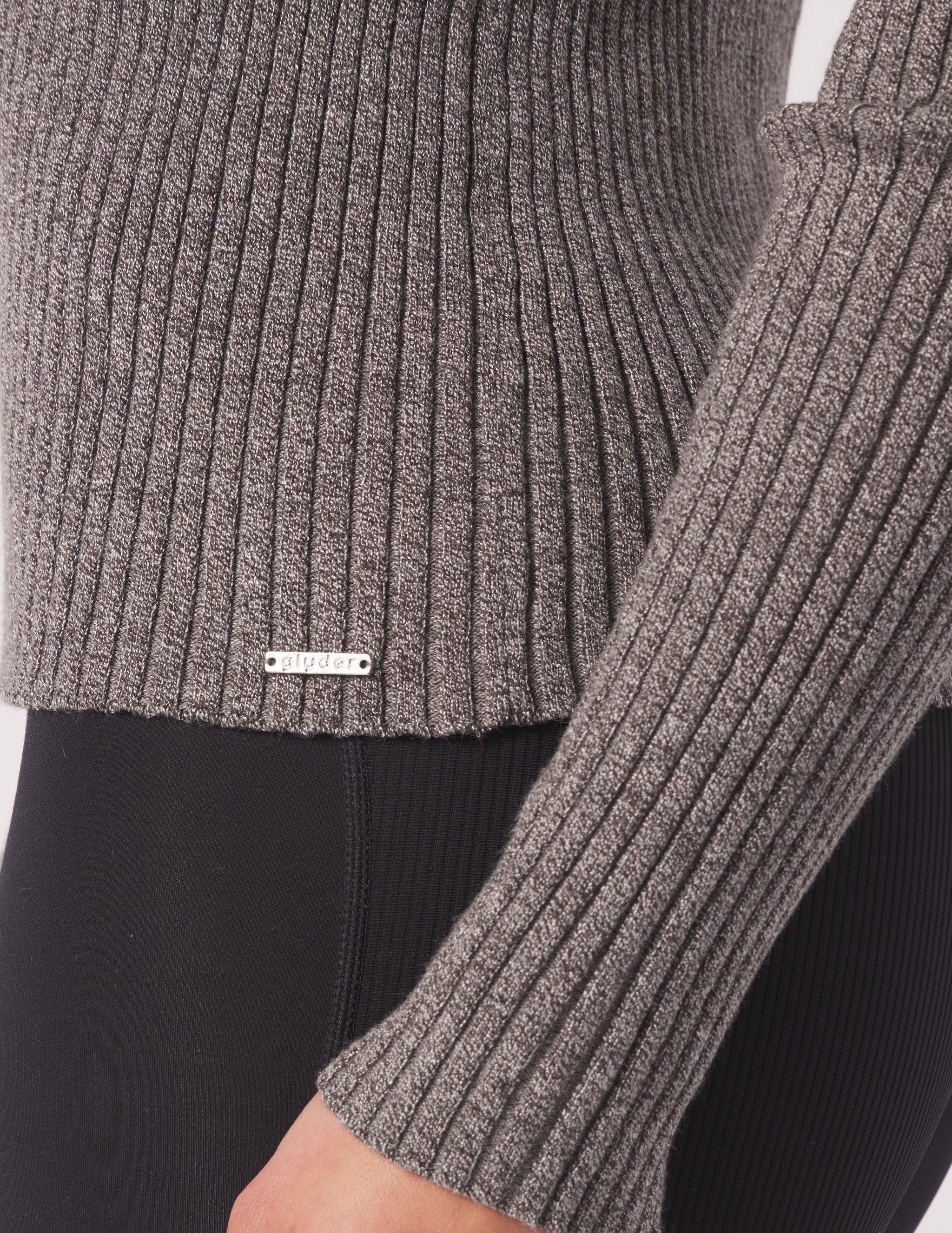 Couture Rib Turtle Neck: Charcoal Heather Couture Rib Turtle Neck: Charcoal Heather