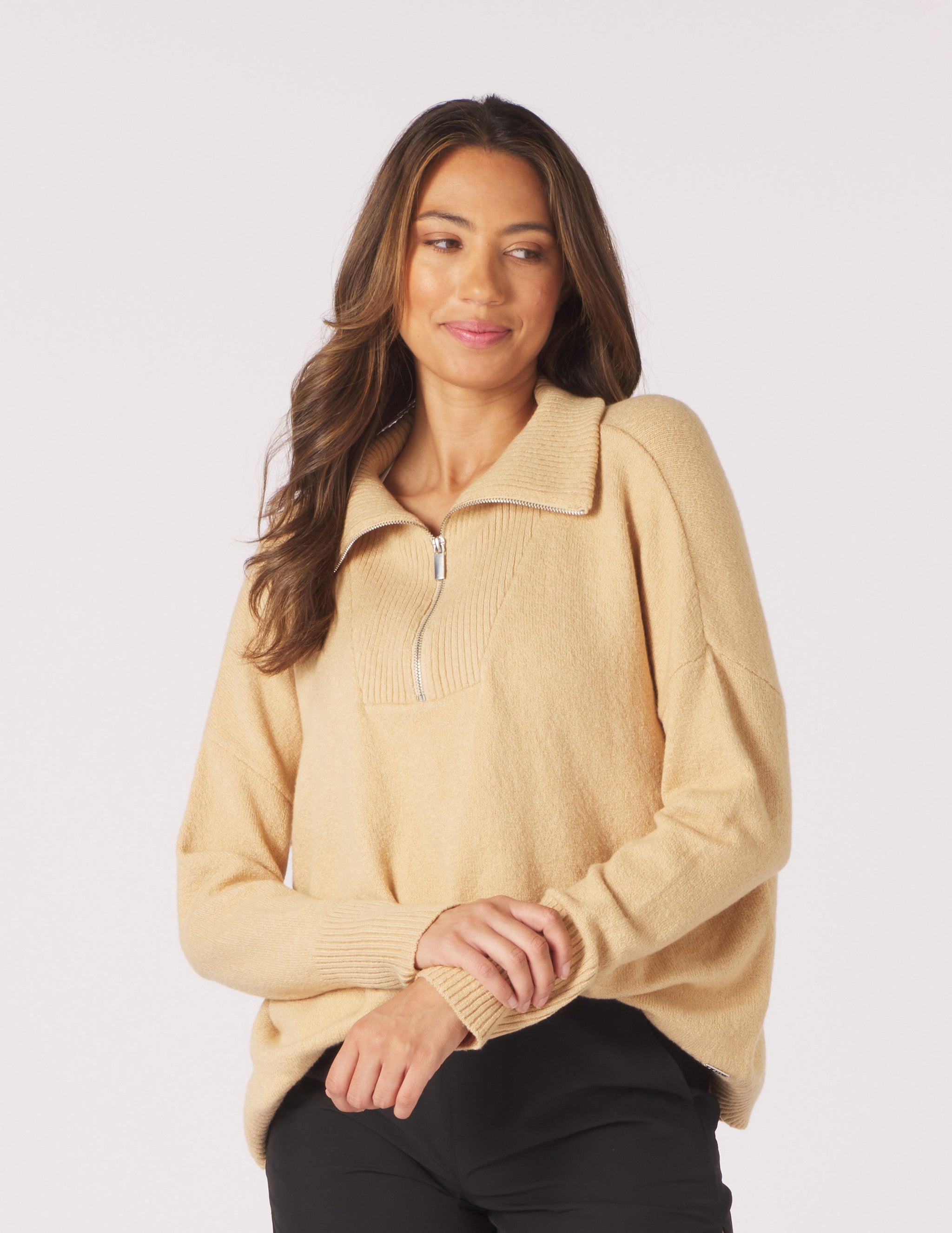 Elevated 1/4 Zip: Tan Elevated 1/4 Zip: Tan