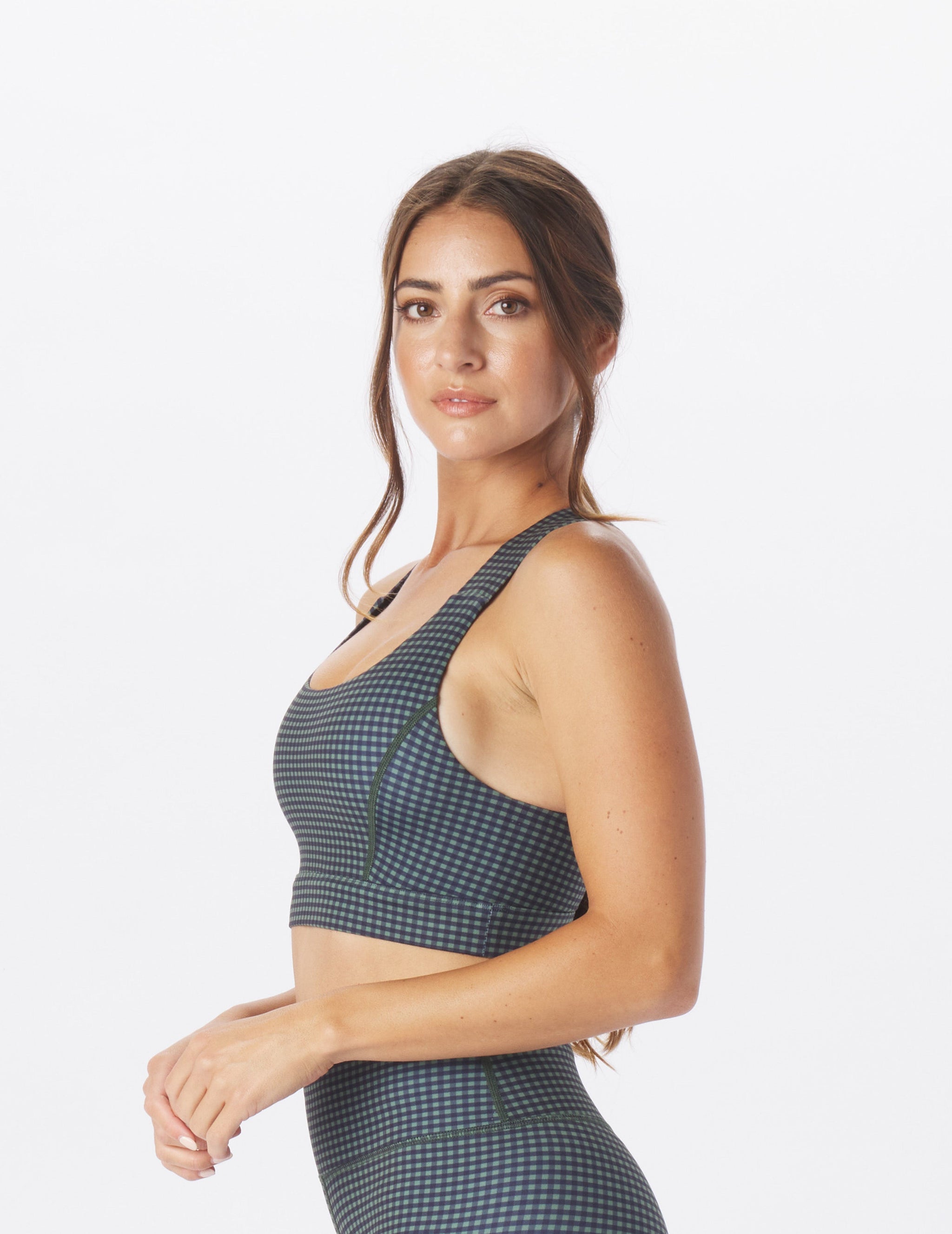 Full Force Bra: Black/Chive Gingham Plaid Full Force Bra: Black/Chive Gingham Plaid