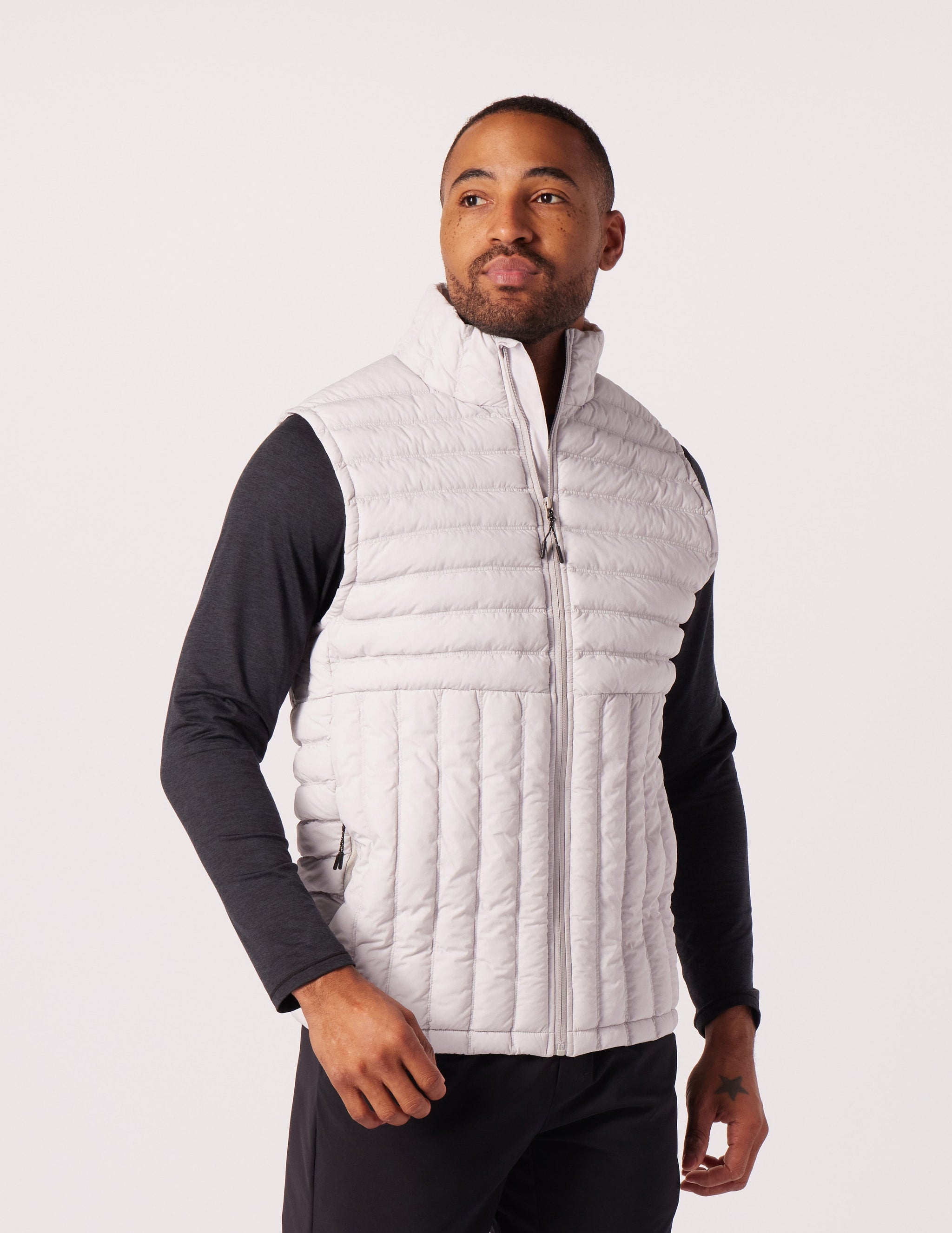 Hybrid Puffer Vest: Ash Grey Hybrid Puffer Vest: Ash Grey