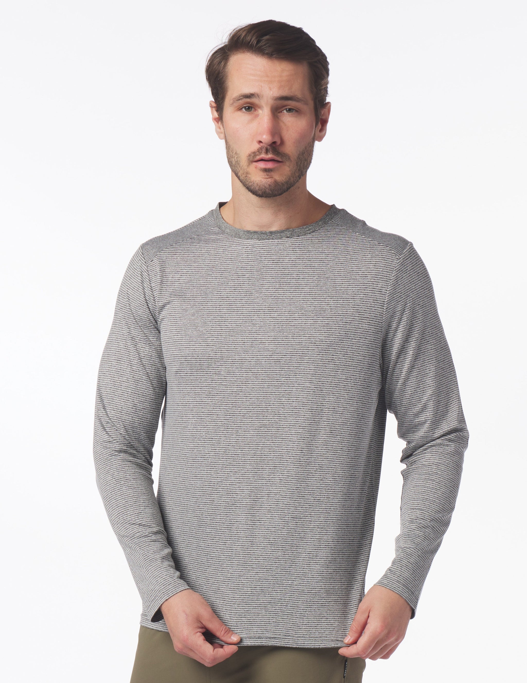 Salton Long Sleeve: Black Heather/White Stripe Salton Long Sleeve: Black Heather/White Stripe
