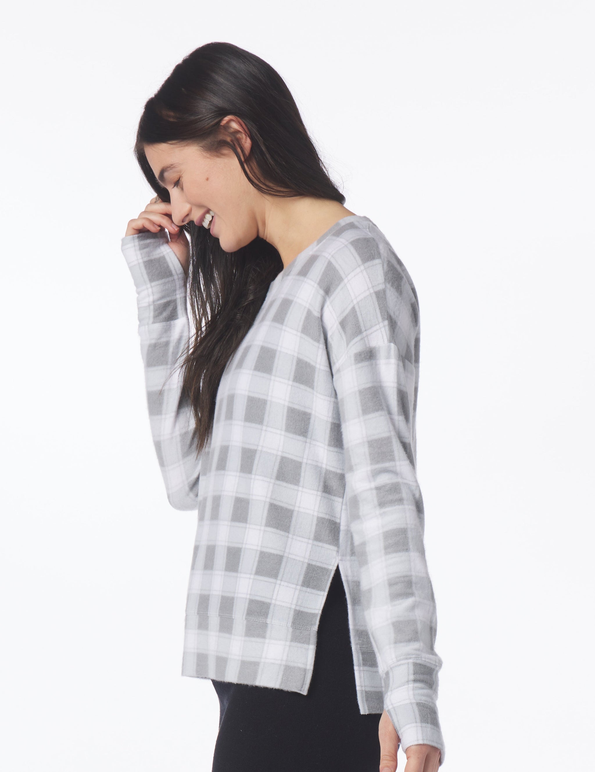 Lounge Long Sleeve: Ash Grey McGregor Plaid Lounge Long Sleeve: Ash Grey McGregor Plaid